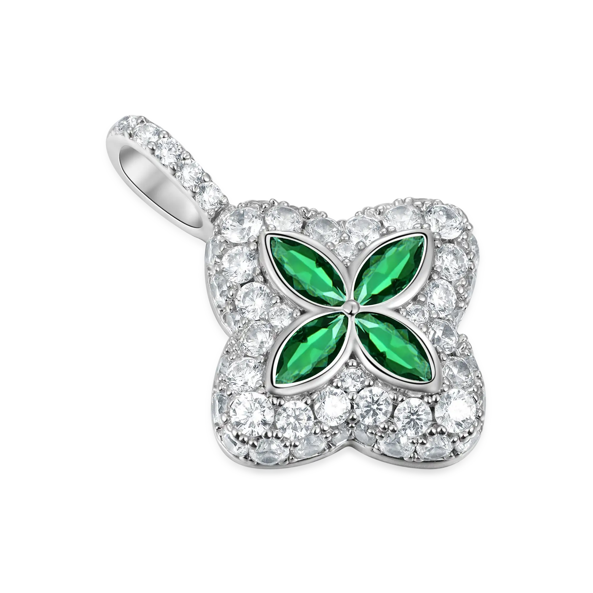 Iced Luminous Clover Pendant & Chain Trinity Set