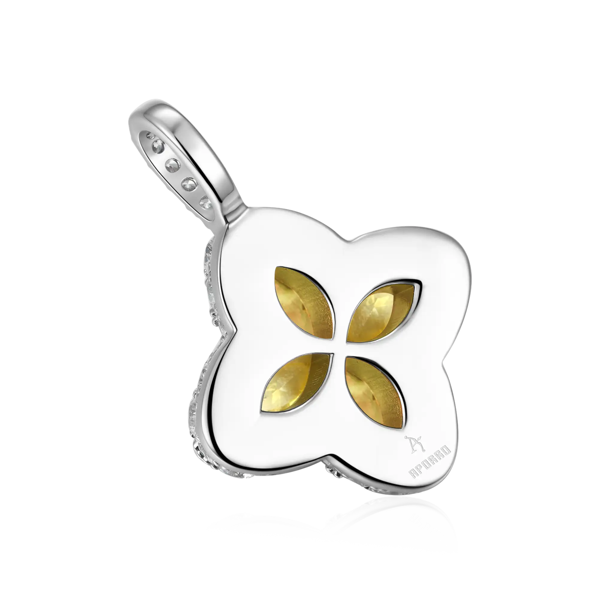 Moissanite Luminous Clover Pendant - Yellow Diamond