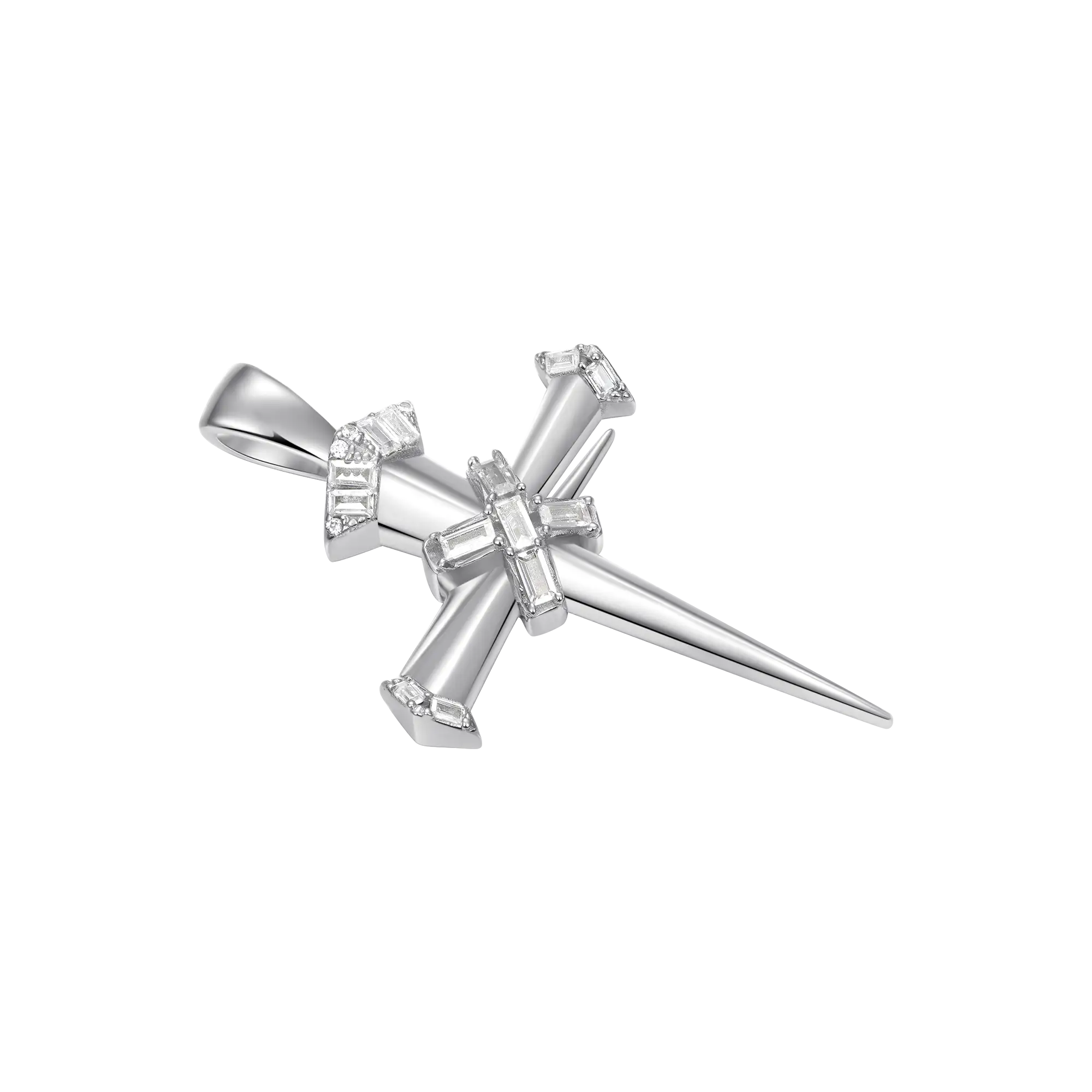 Moissanite Sacred Mercy Nail Cross Pendant