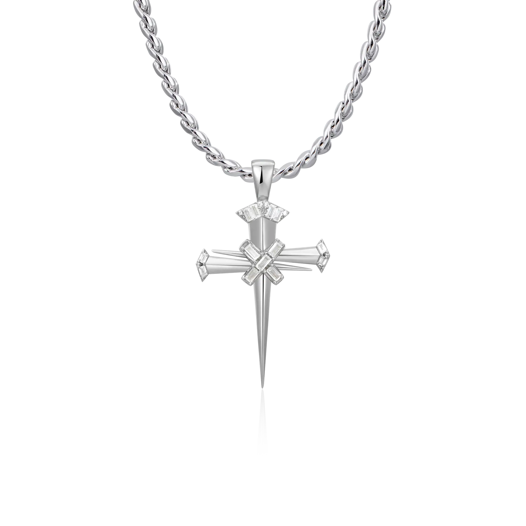 Moissanite Sacred Mercy Nail Cross Pendant