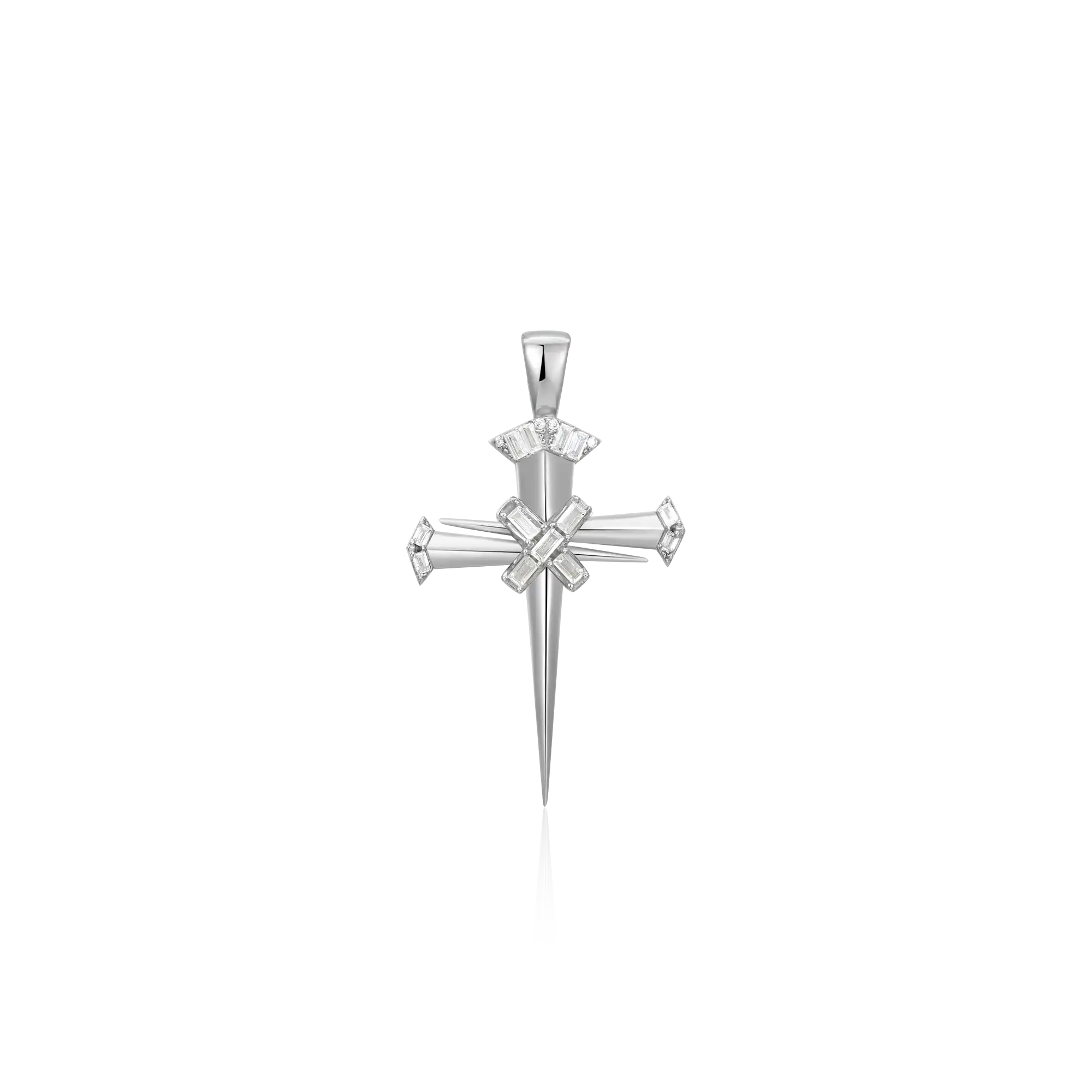 Moissanite Sacred Mercy Nail Cross Pendant