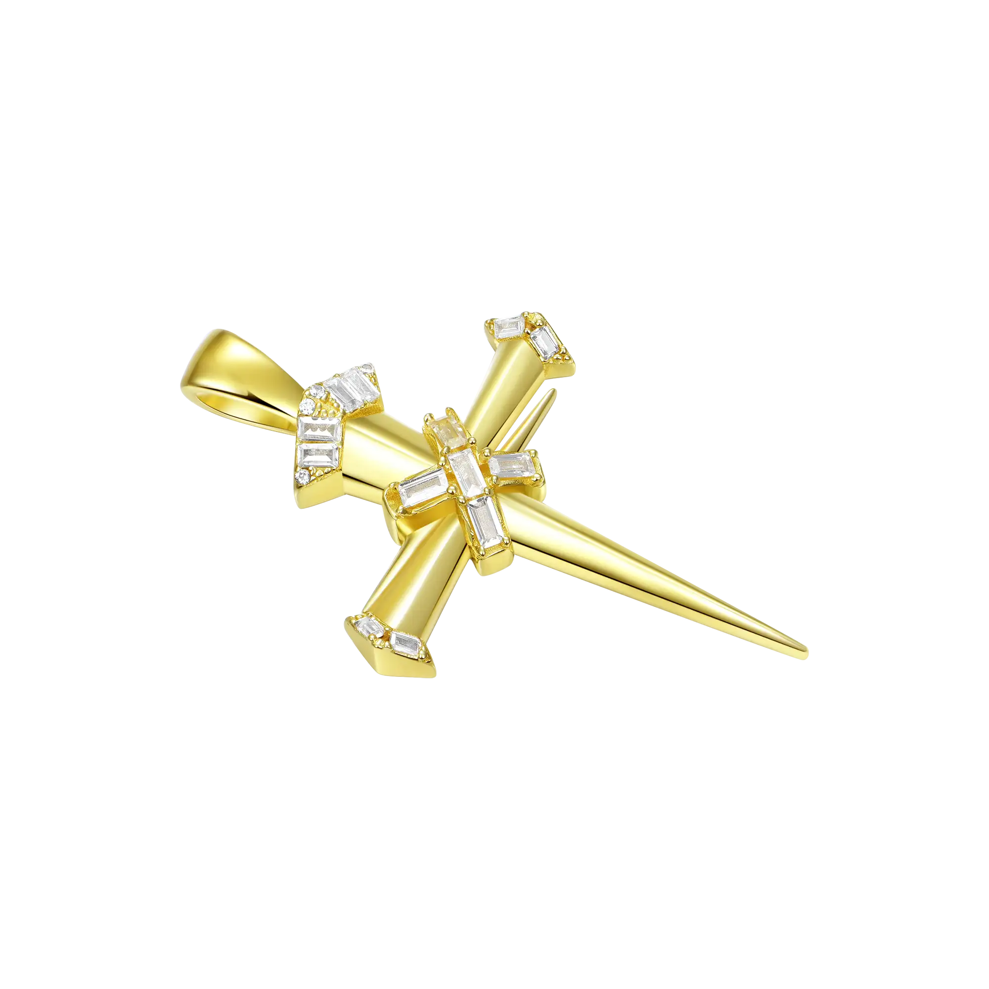 Moissanite Sacred Mercy Nail Cross Pendant