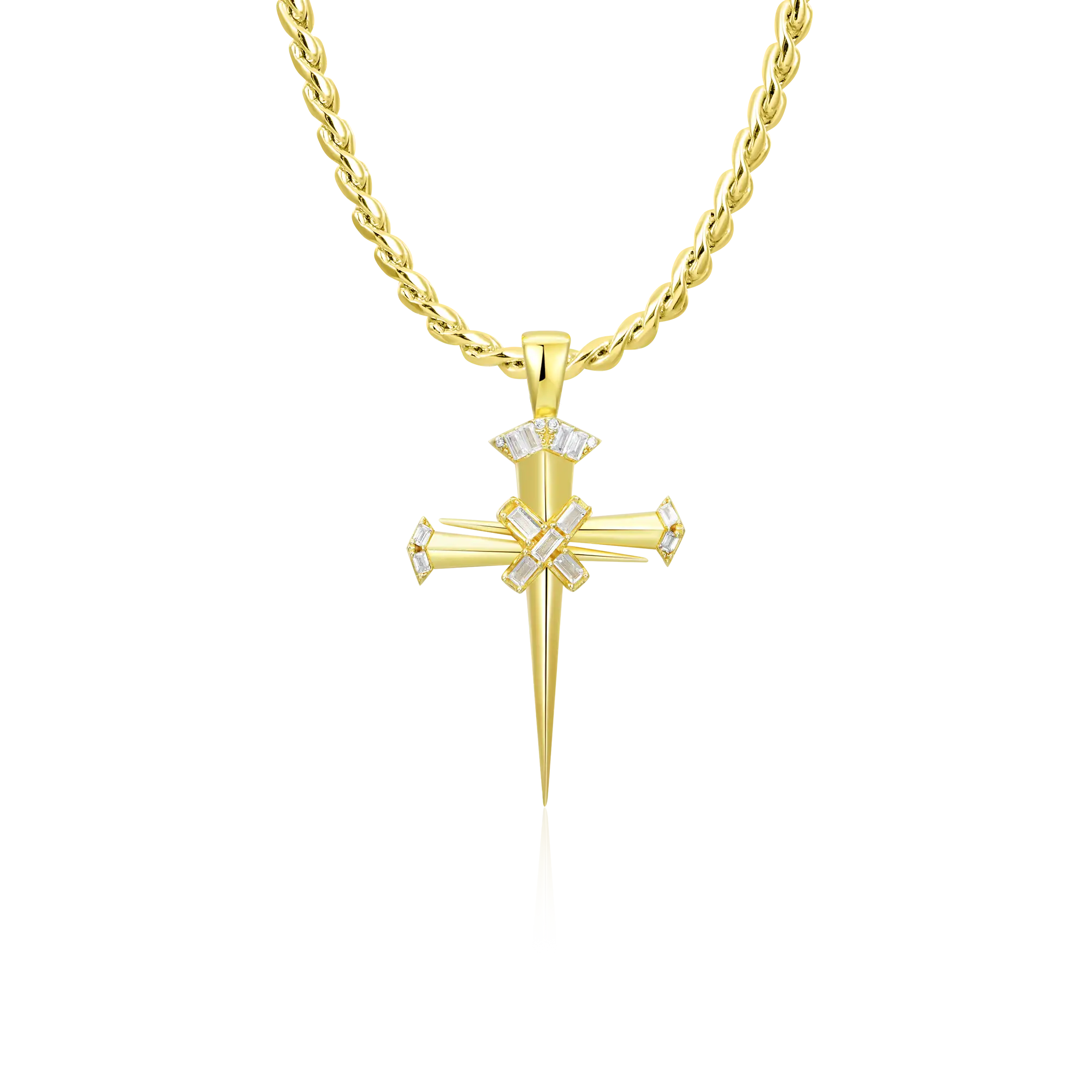 Moissanite Sacred Mercy Nail Cross Pendant