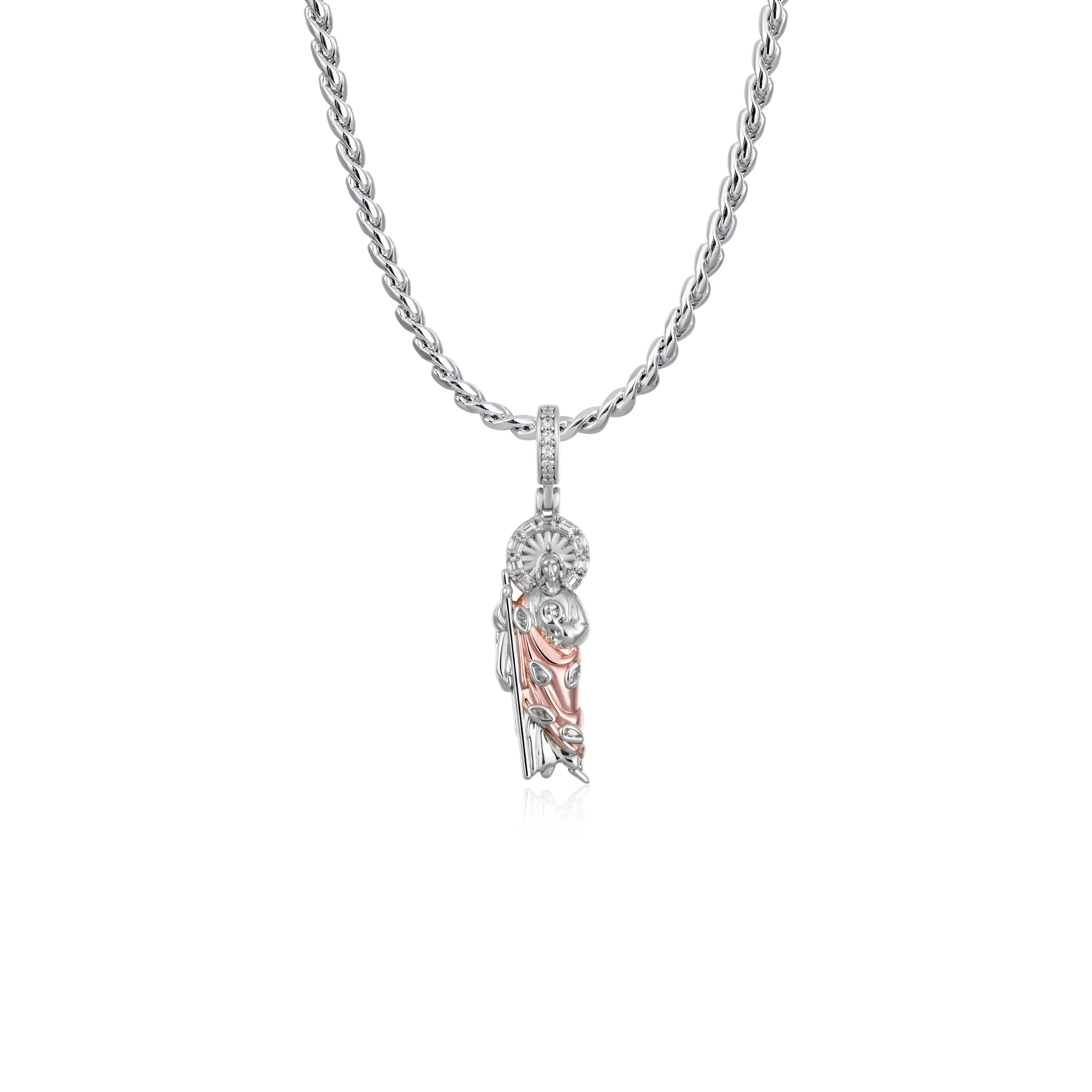 Moissanite St. Jude Dual-Tone Pendant