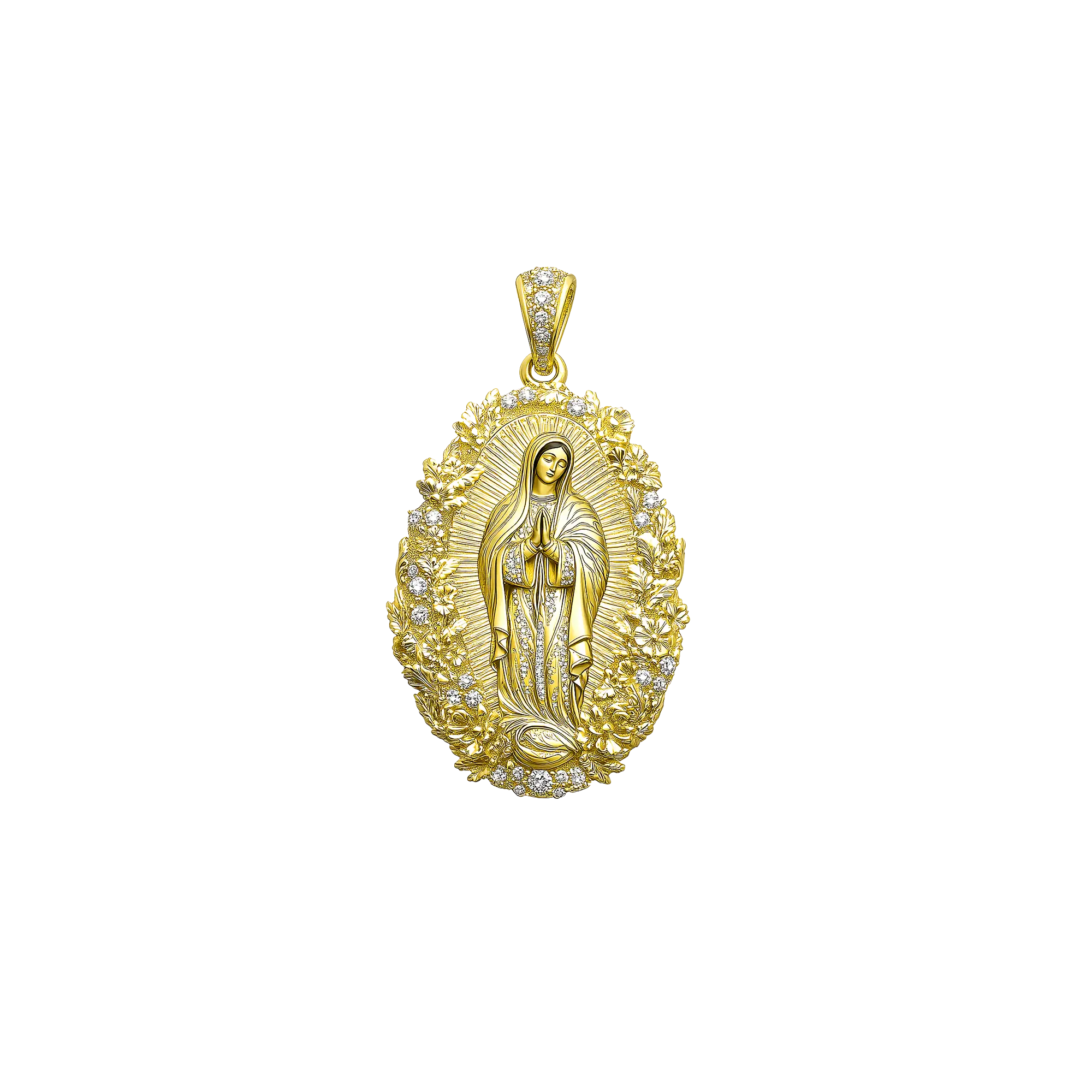 Moissanite Saint Mary Floral Grace Pendant