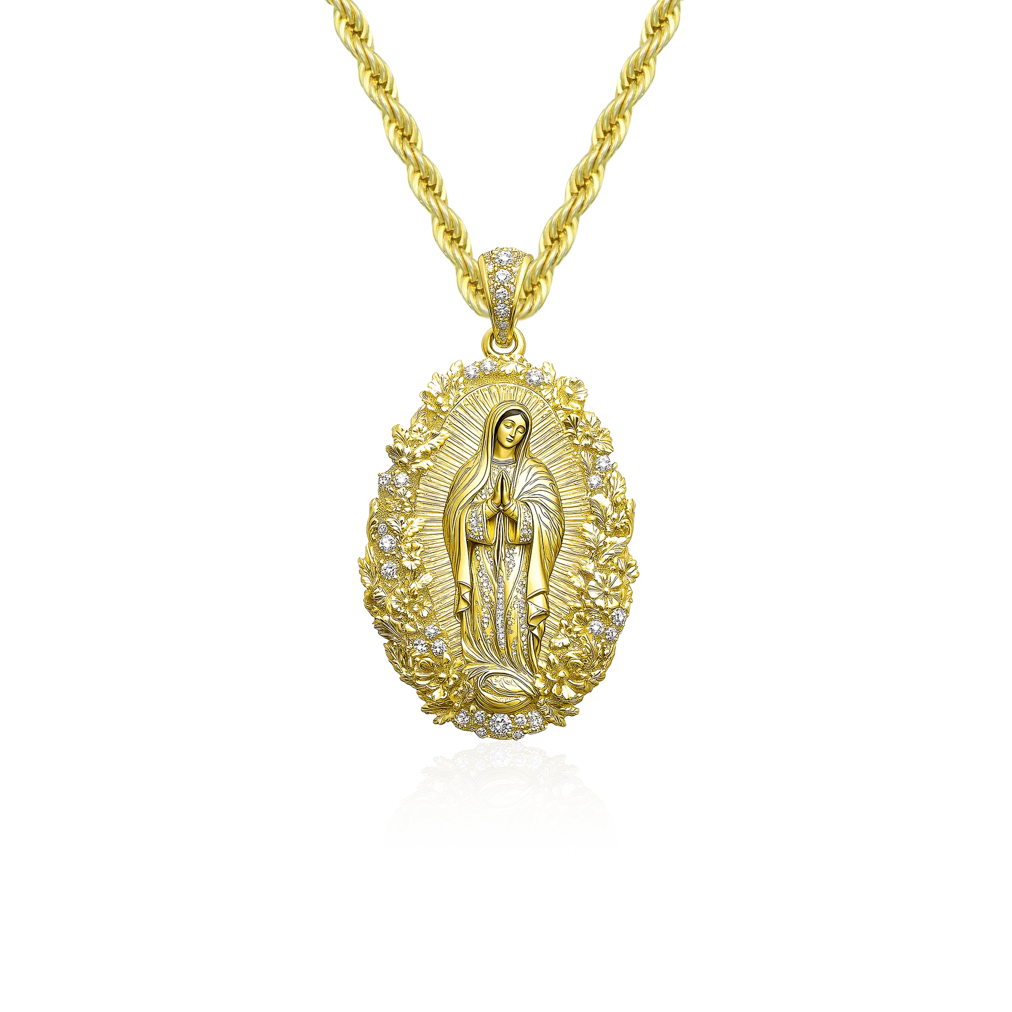 Moissanite Saint Mary Floral Grace Pendant