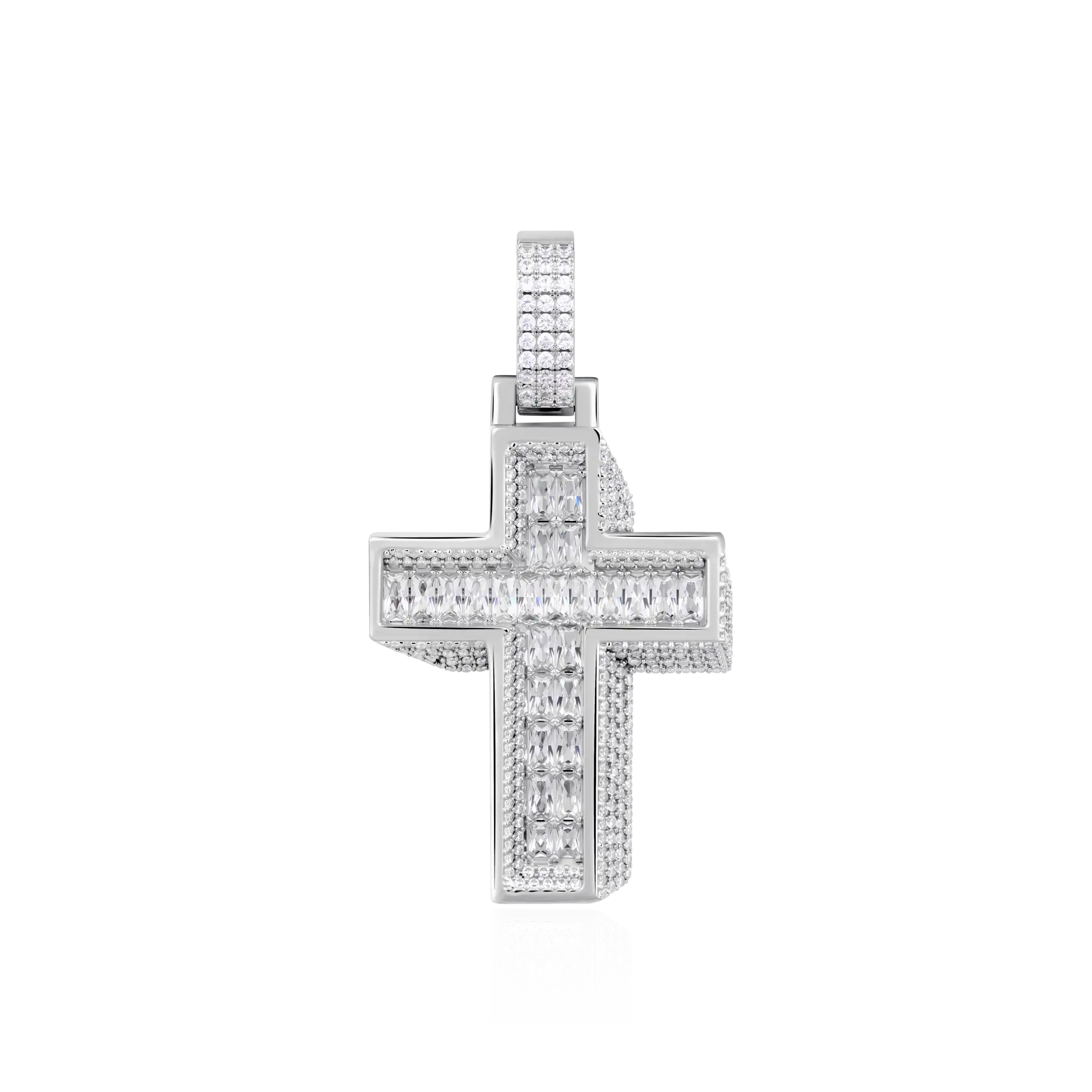 Brilliant 3D Slanted Cross Pendant