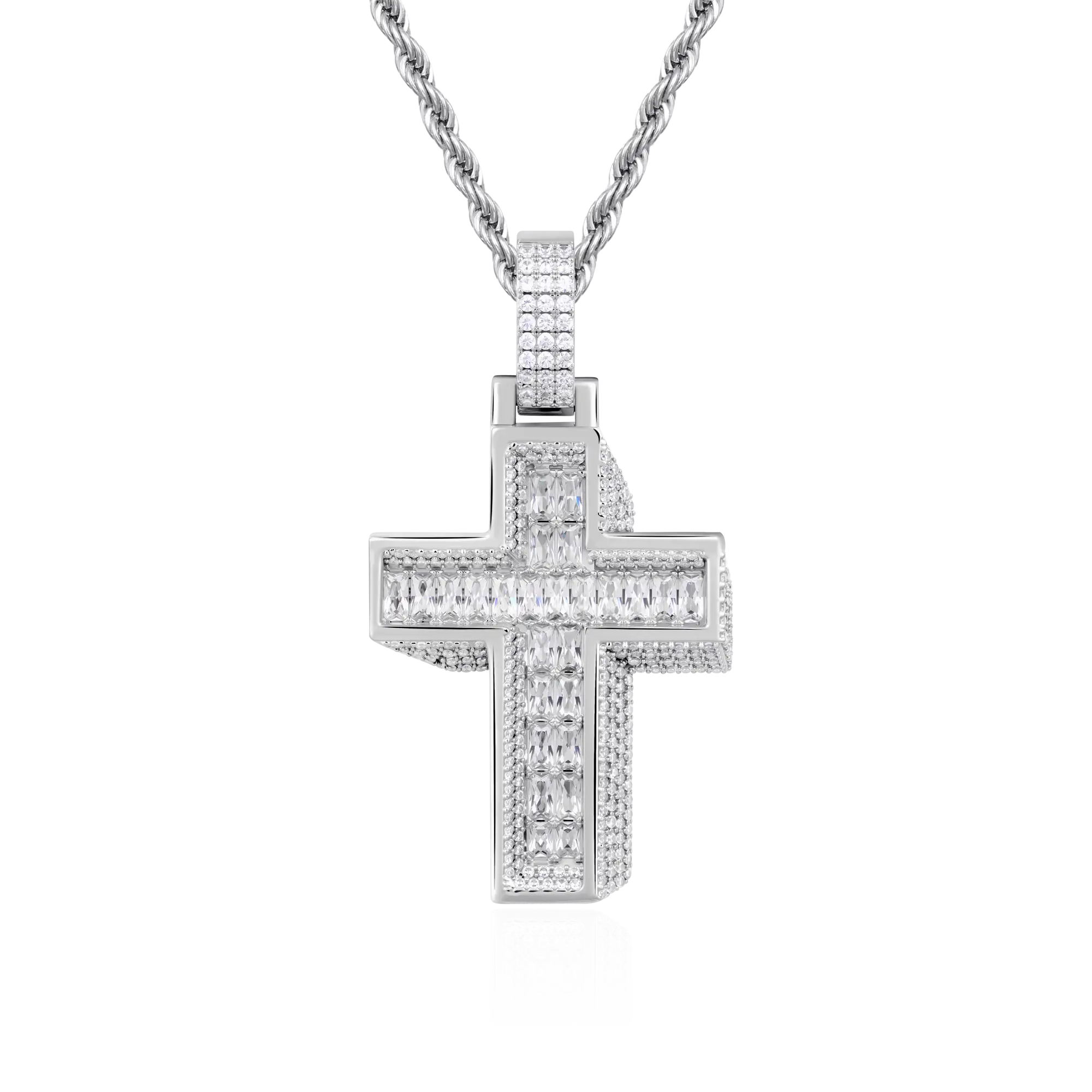 Brilliant 3D Slanted Cross Pendant
