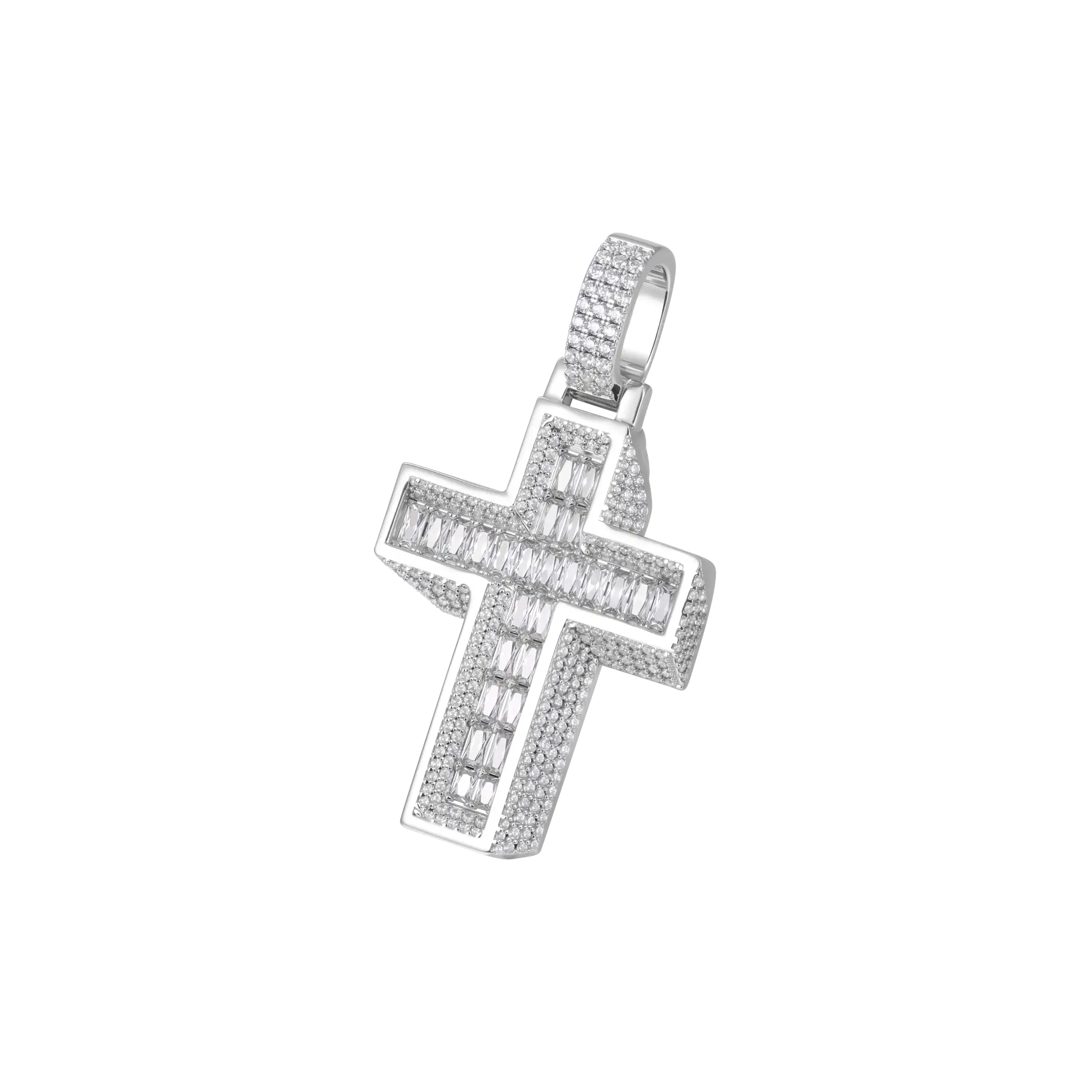 Brilliant 3D Slanted Cross Pendant