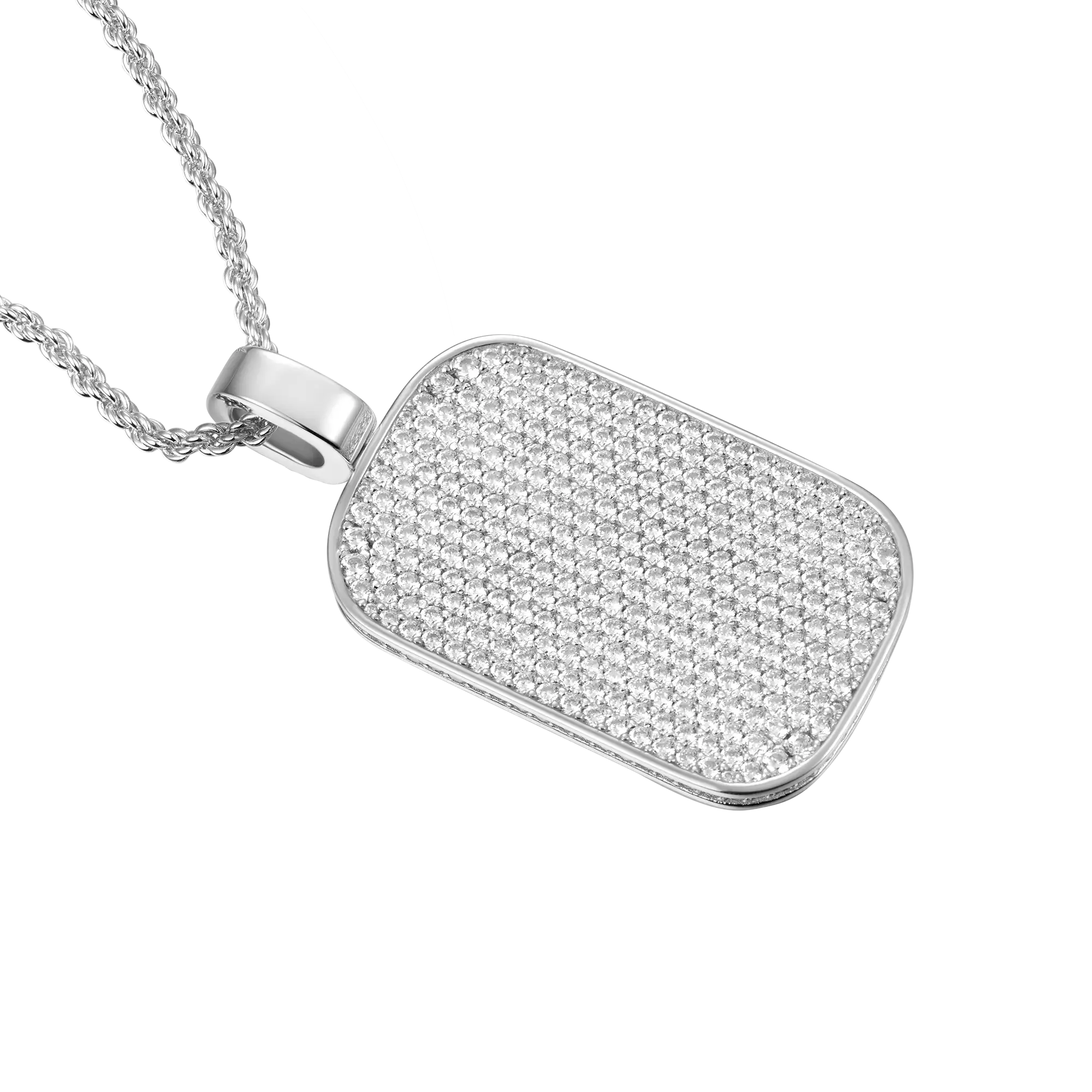Custom Iced Moissanite Dog Tag Pendant