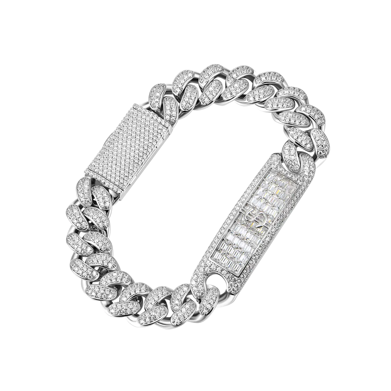 14K White Gold Moissanite Name Cuban Bracelet Men s Custom Jewelry 14k-white-gold-moissanite-name-cuban-bracelet-men-s-custom-jewelry