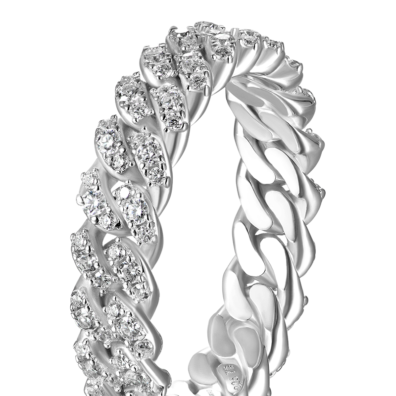 One Row Iced Cuban Link Ring - 5mm