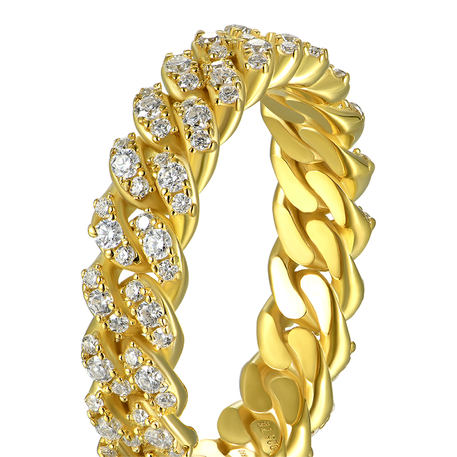 One Row Iced Cuban Link Ring - 5mm