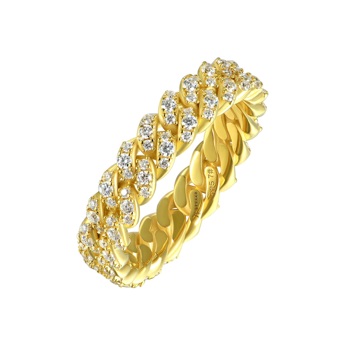 One Row Iced Cuban Link Ring - 5mm