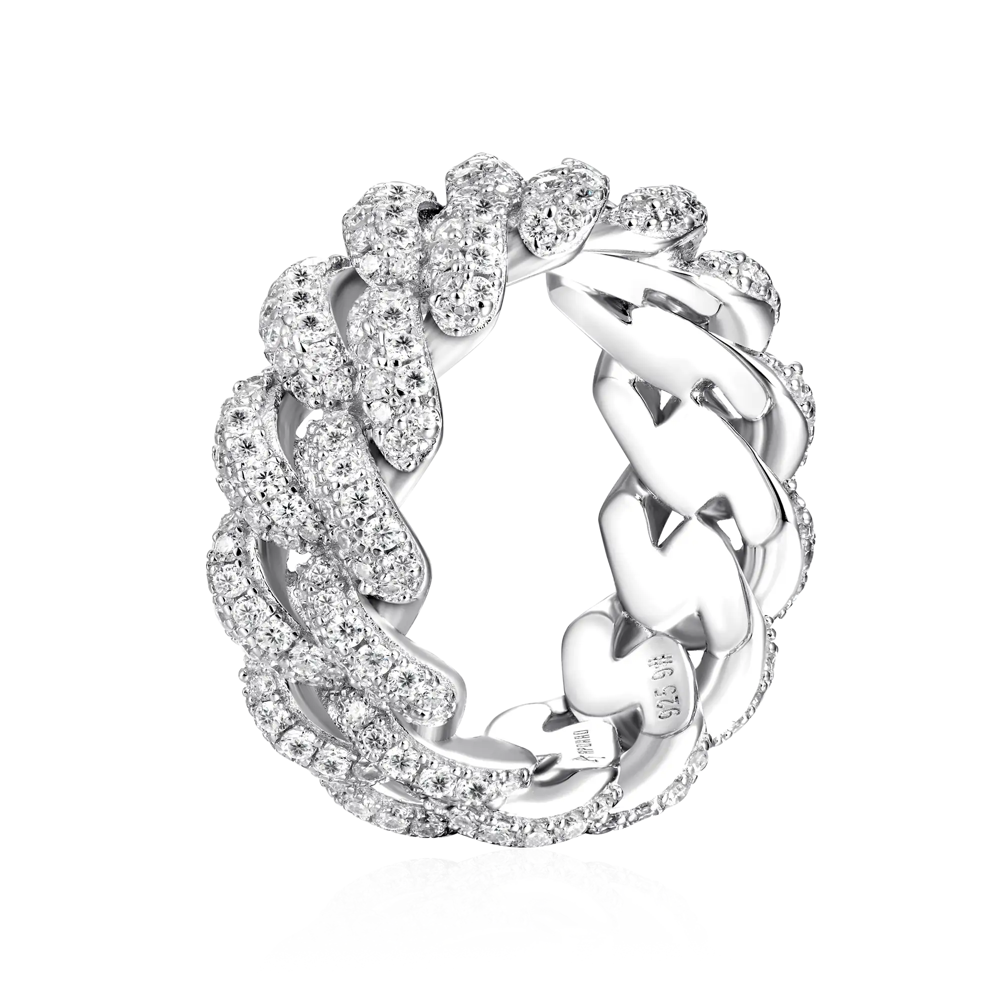 Women's Double Row Iced Cuban Link Ring - 9mm
