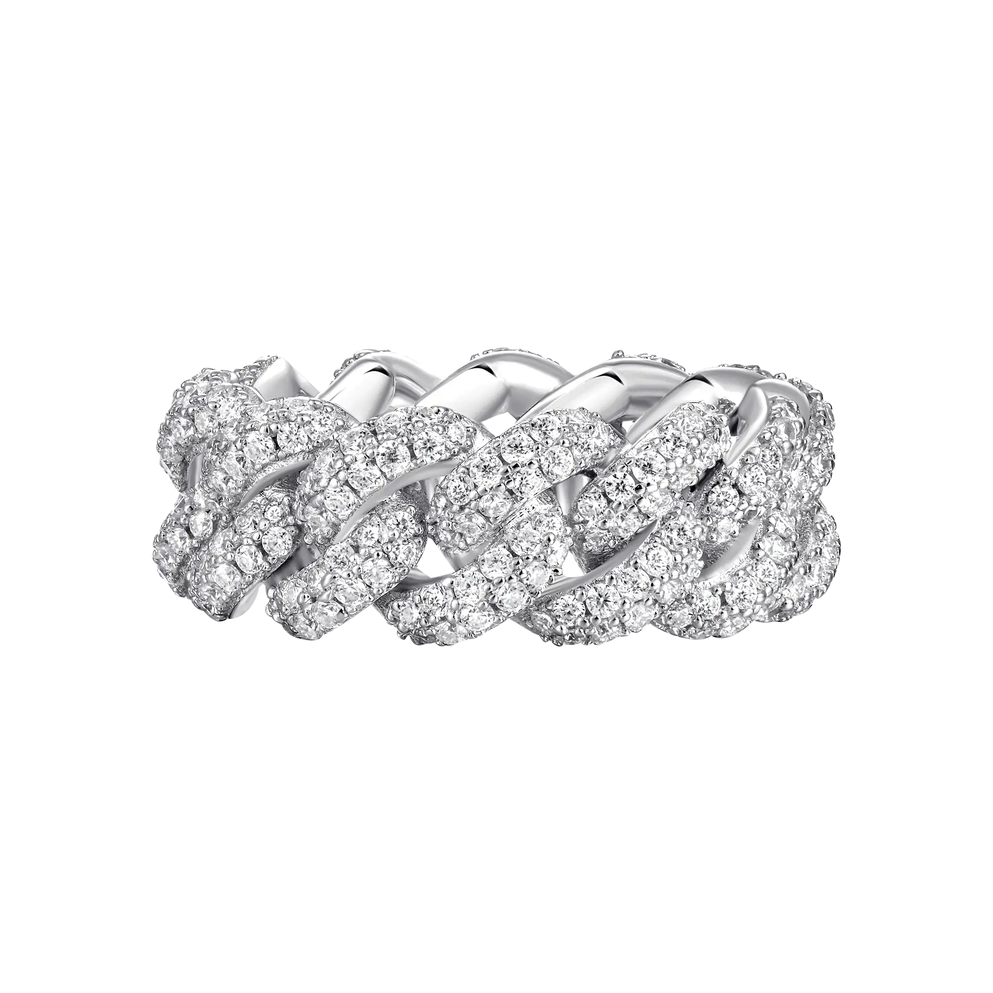 Women's Double Row Iced Cuban Link Ring - 9mm