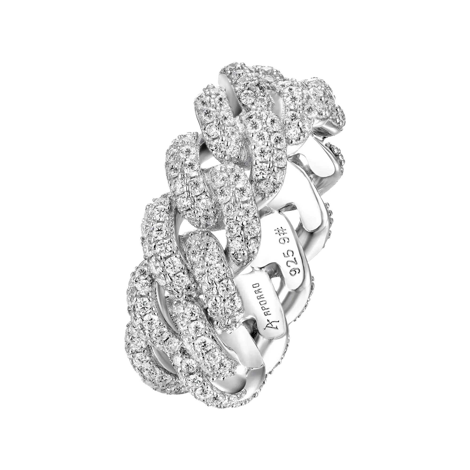 Women's Double Row Iced Cuban Link Ring - 9mm