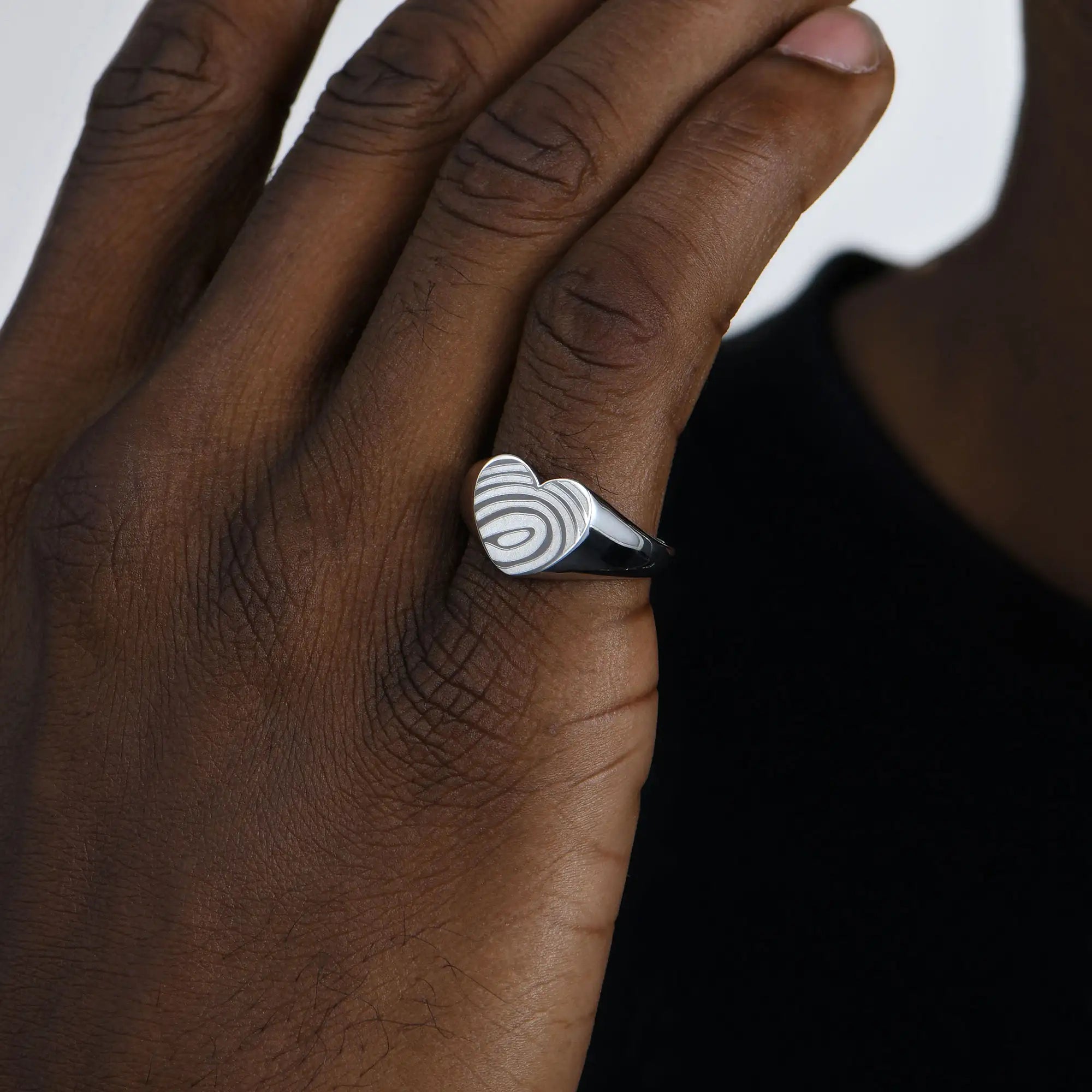 Custom Heart Signet Ring - Fingerprint