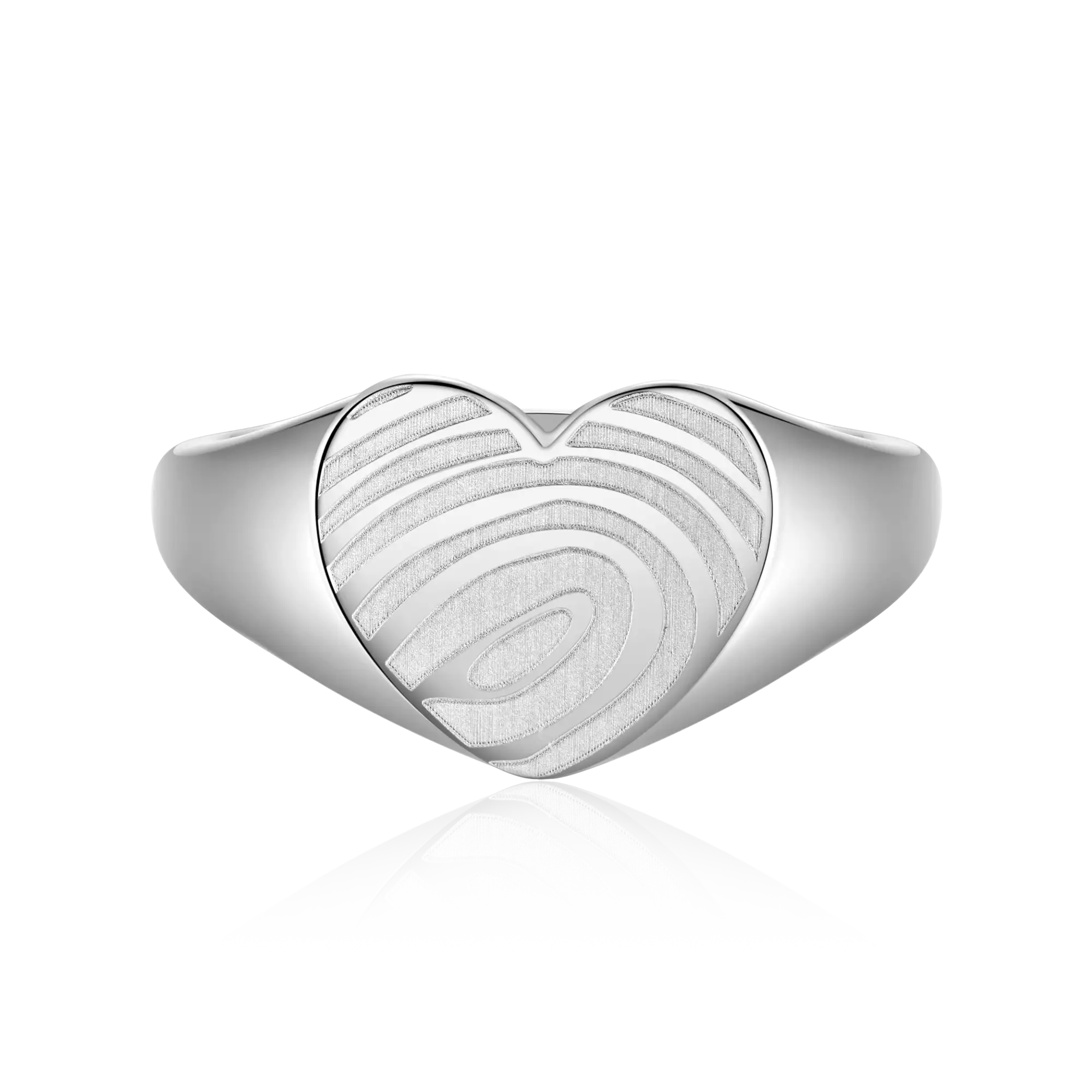 Custom Heart Signet Ring - Fingerprint