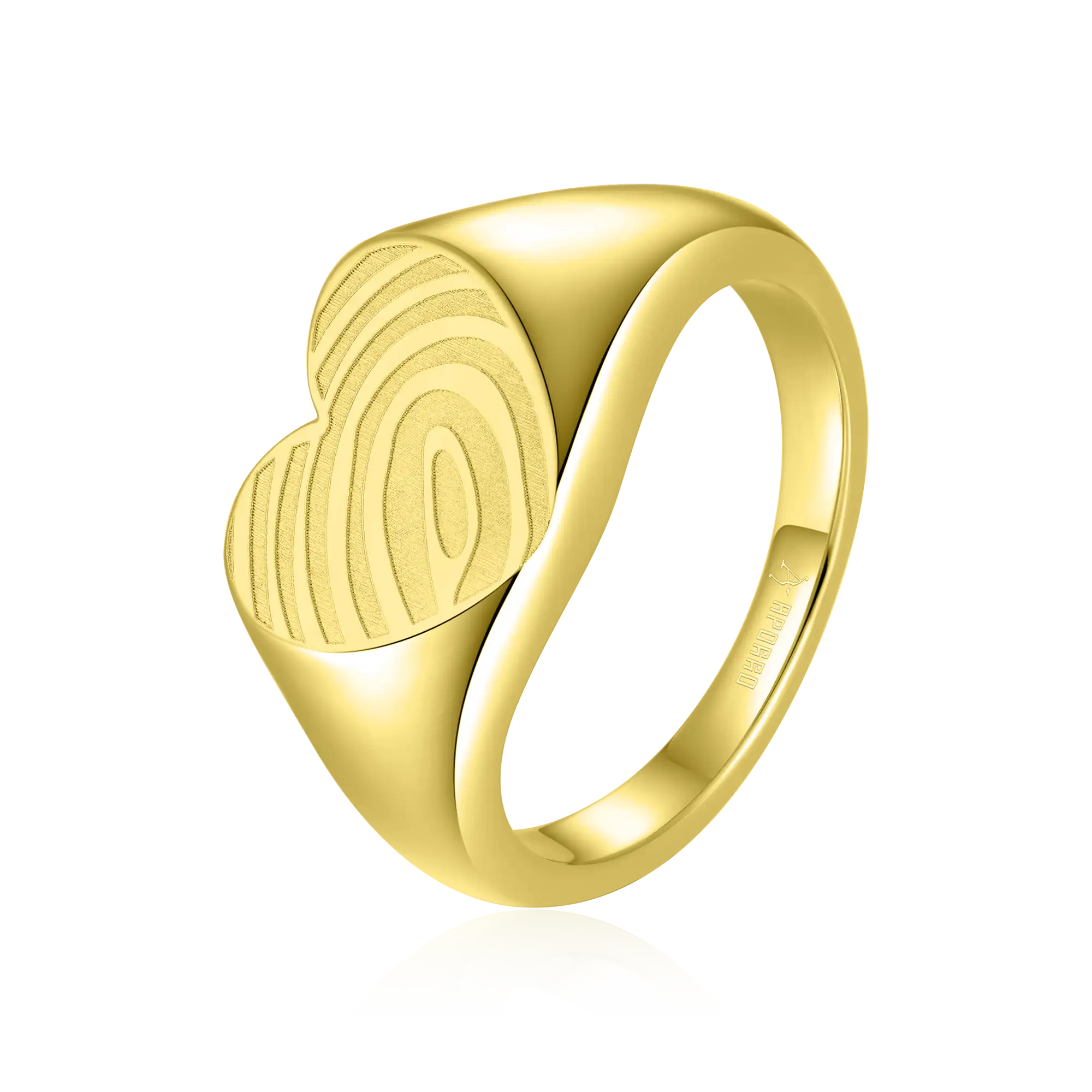Custom Heart Signet Ring - Fingerprint