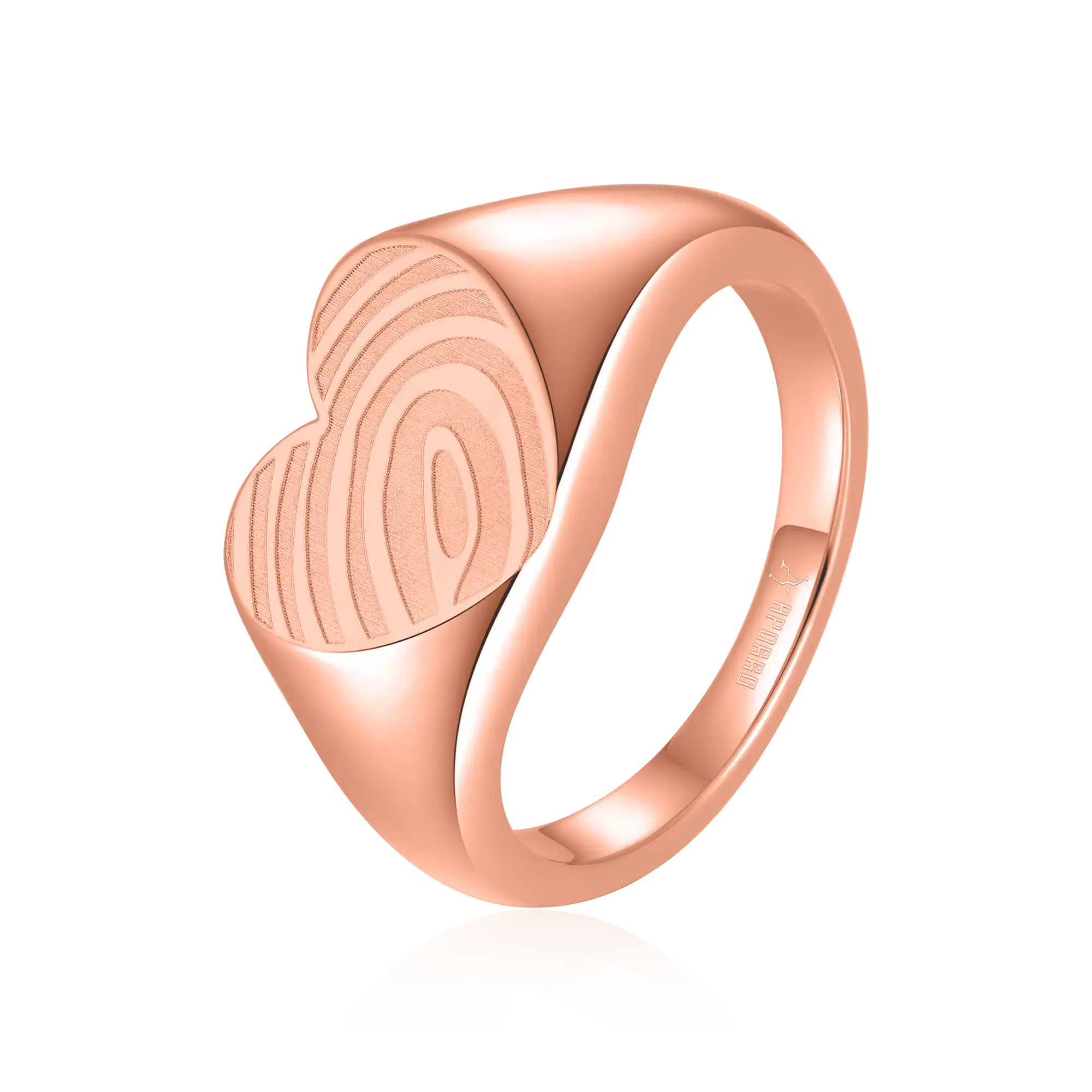 Custom Heart Signet Ring - Fingerprint