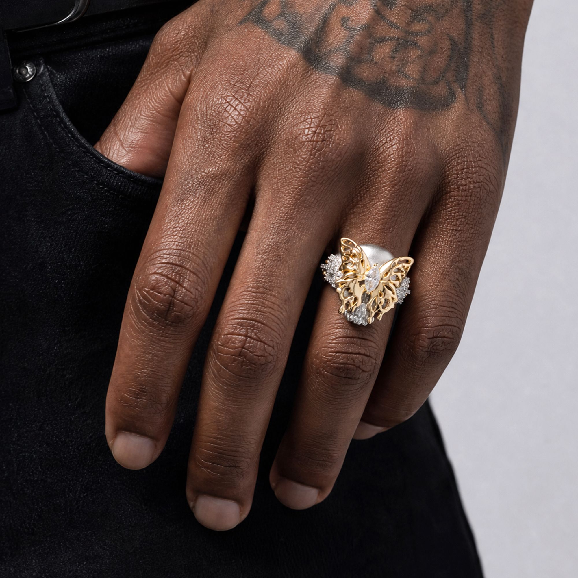 Melting Butterfly Skeleton Ring