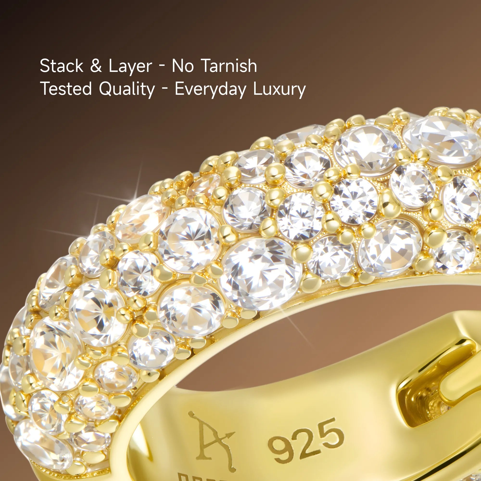 S925 Round Paved Hoop Earrings