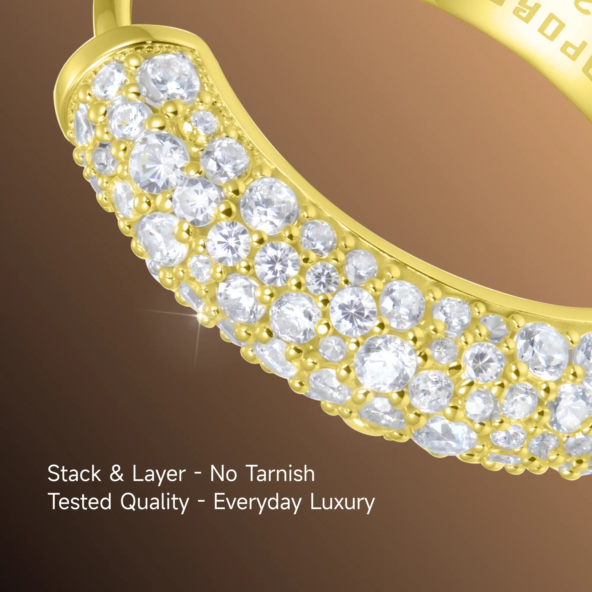 S925 Round Paved Hoop Earring - Medium