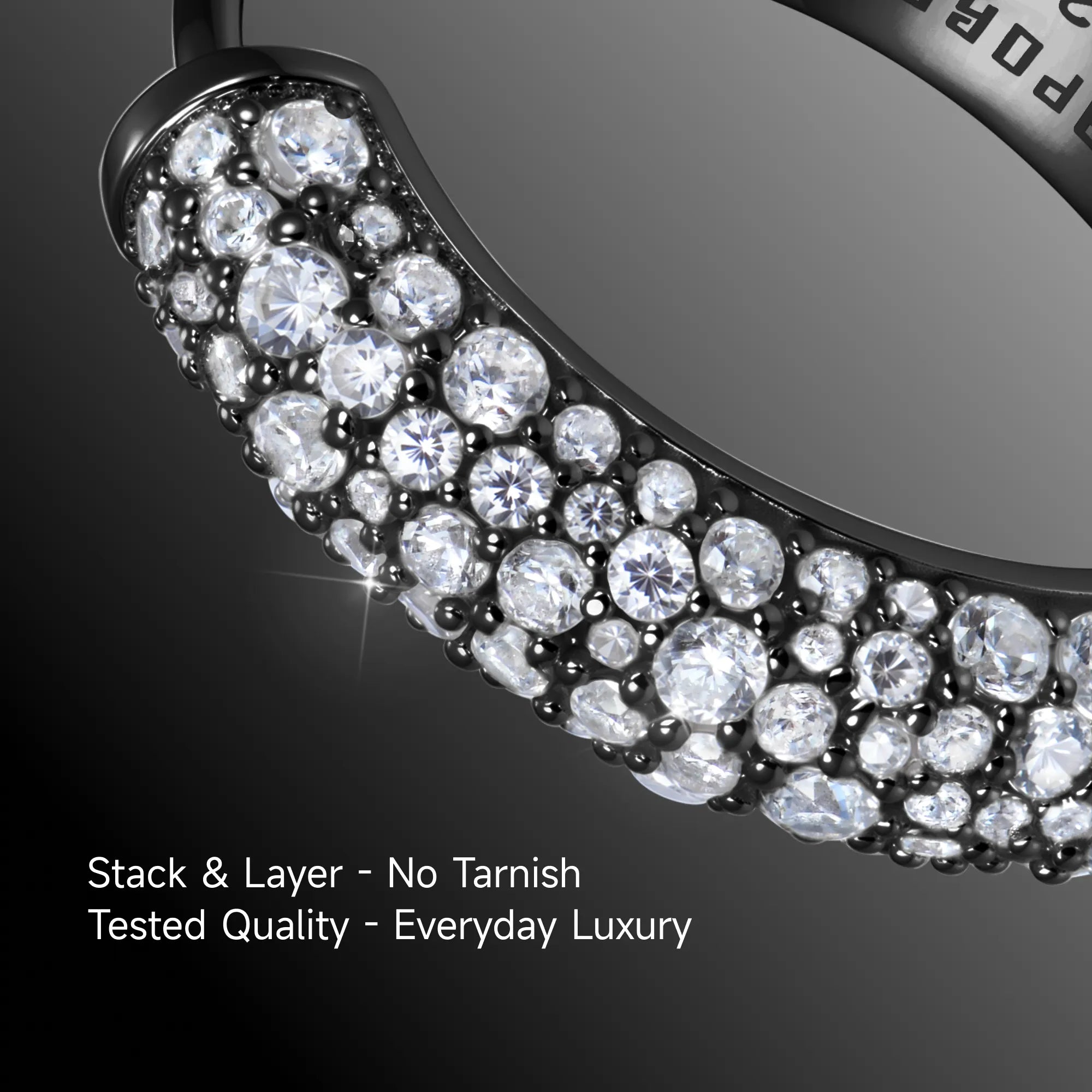 S925 Round Paved Hoop Earring - Medium