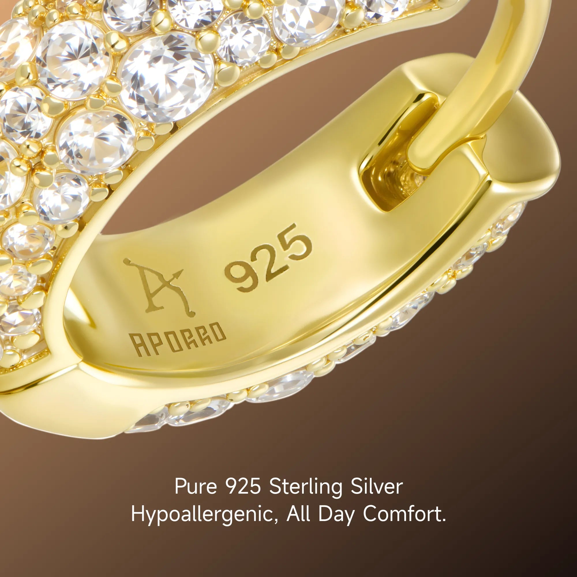 S925 Round Paved Hoop Earrings