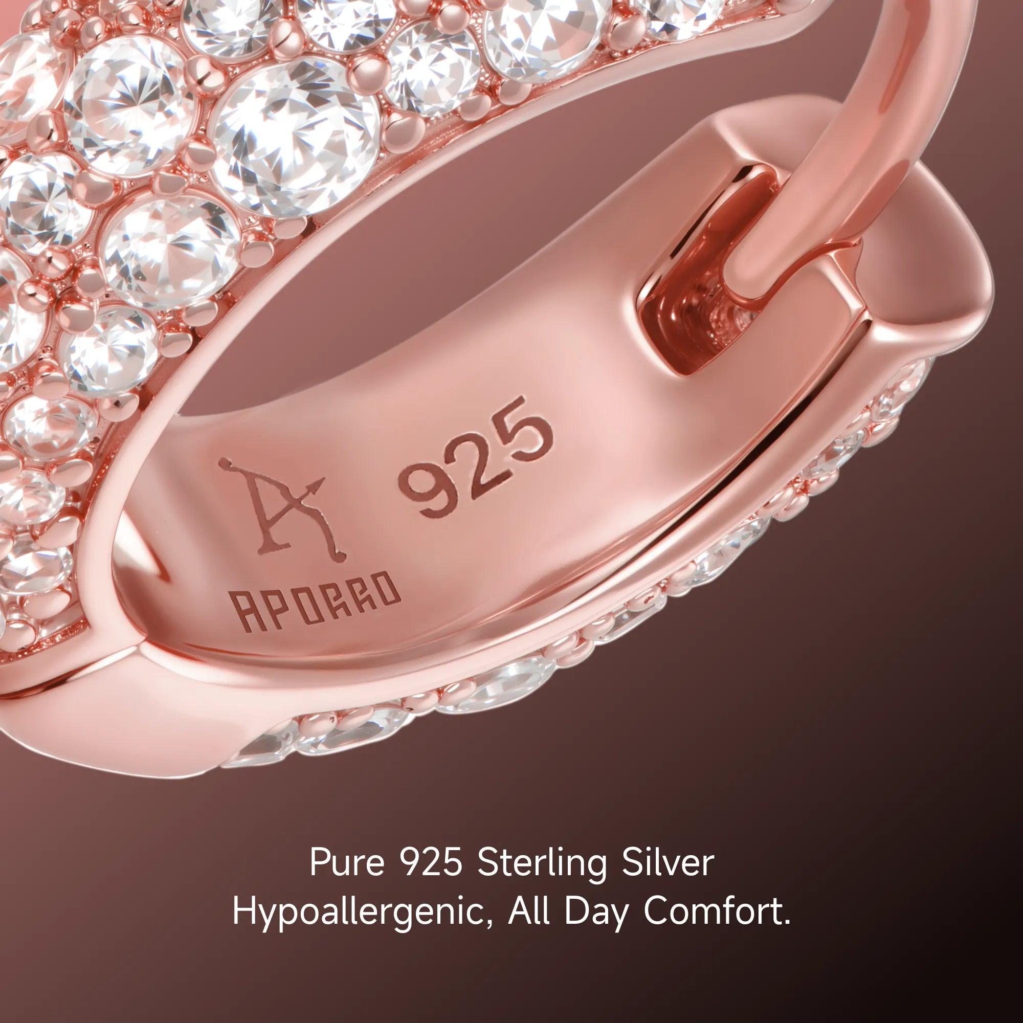 S925 Round Paved Hoop Earrings