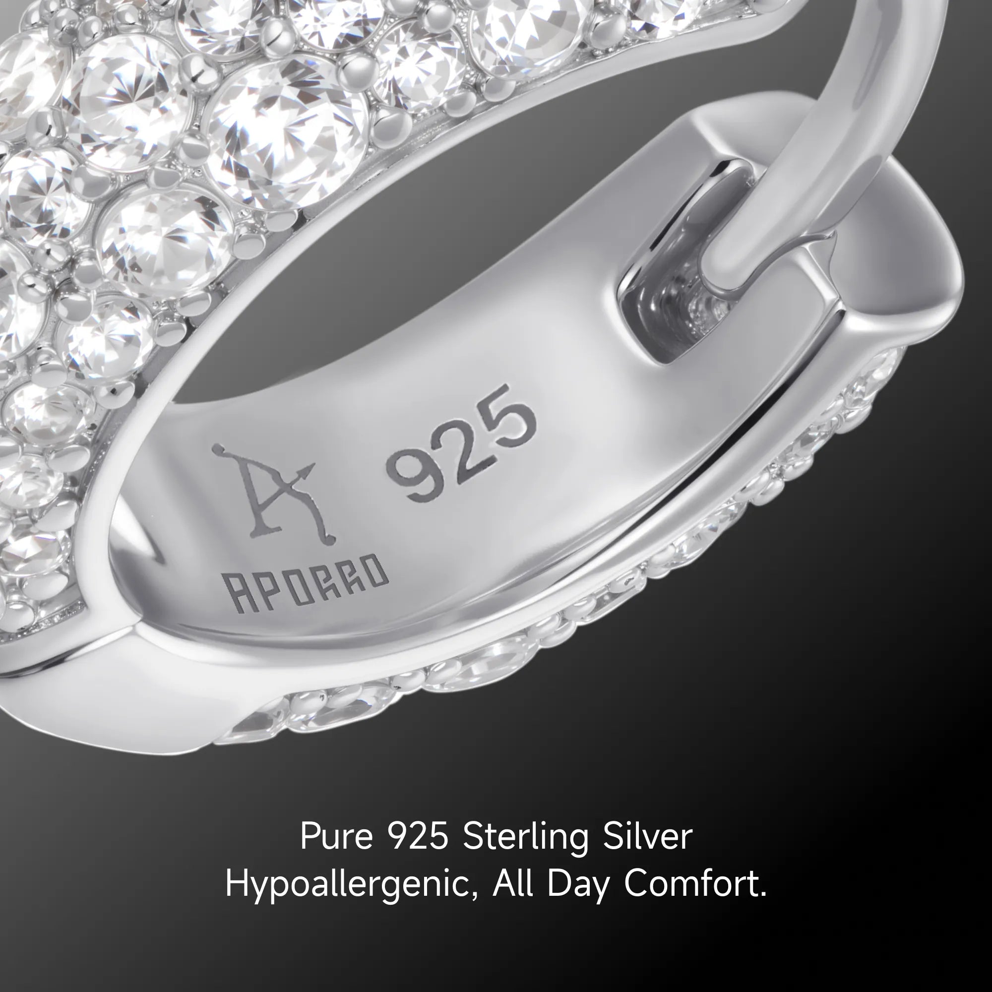 S925 Round Paved Hoop Earrings