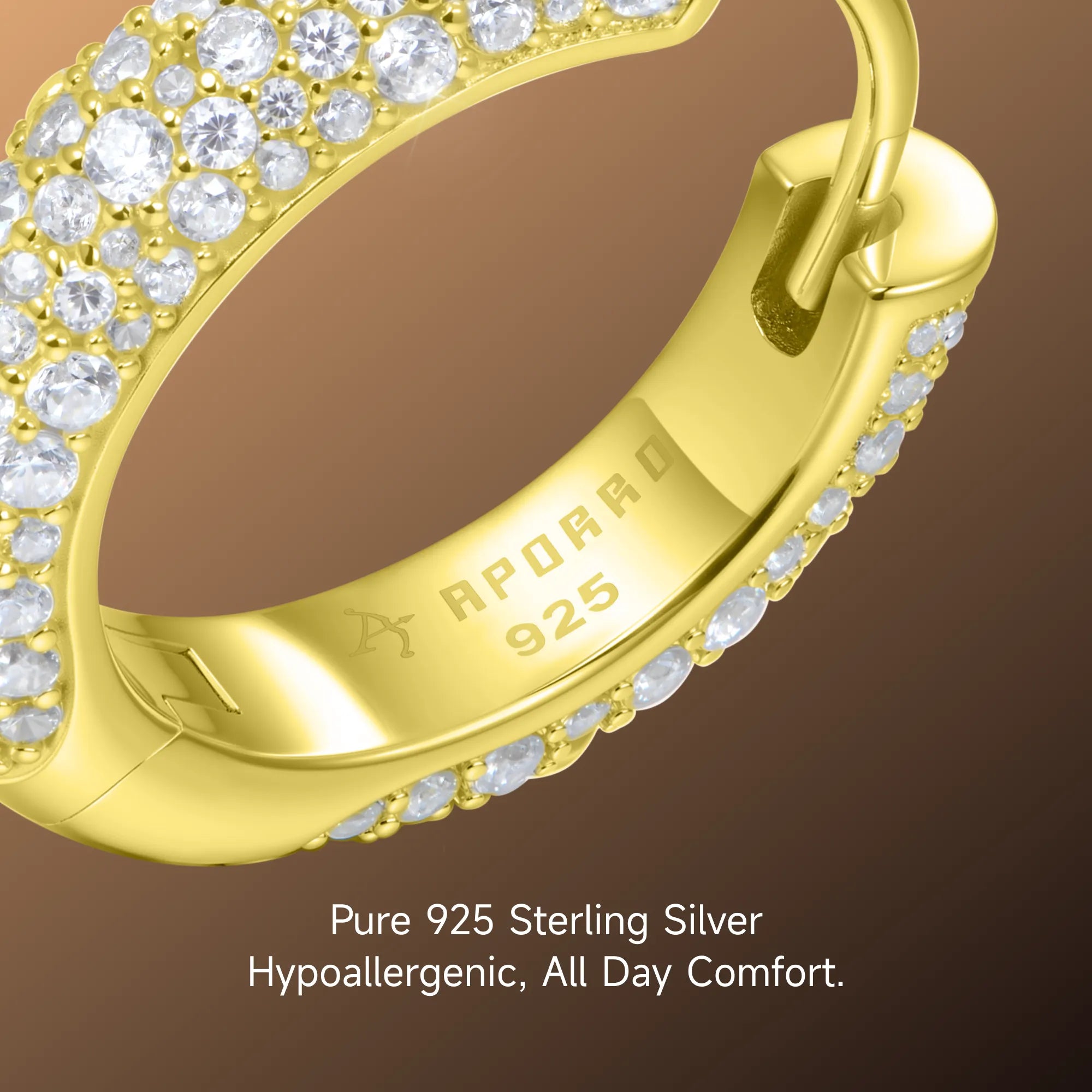 S925 Round Paved Hoop Earring - Medium