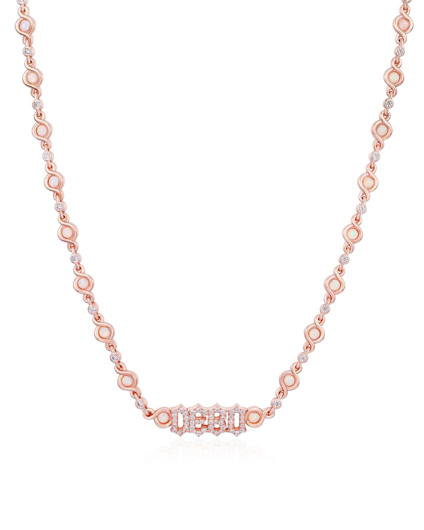Gothic Font Opal Custom Necklace - 5mm