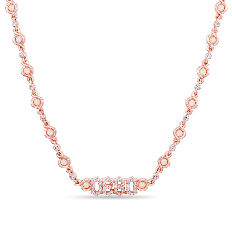 5MM Gothic Font Opal Custom Necklace