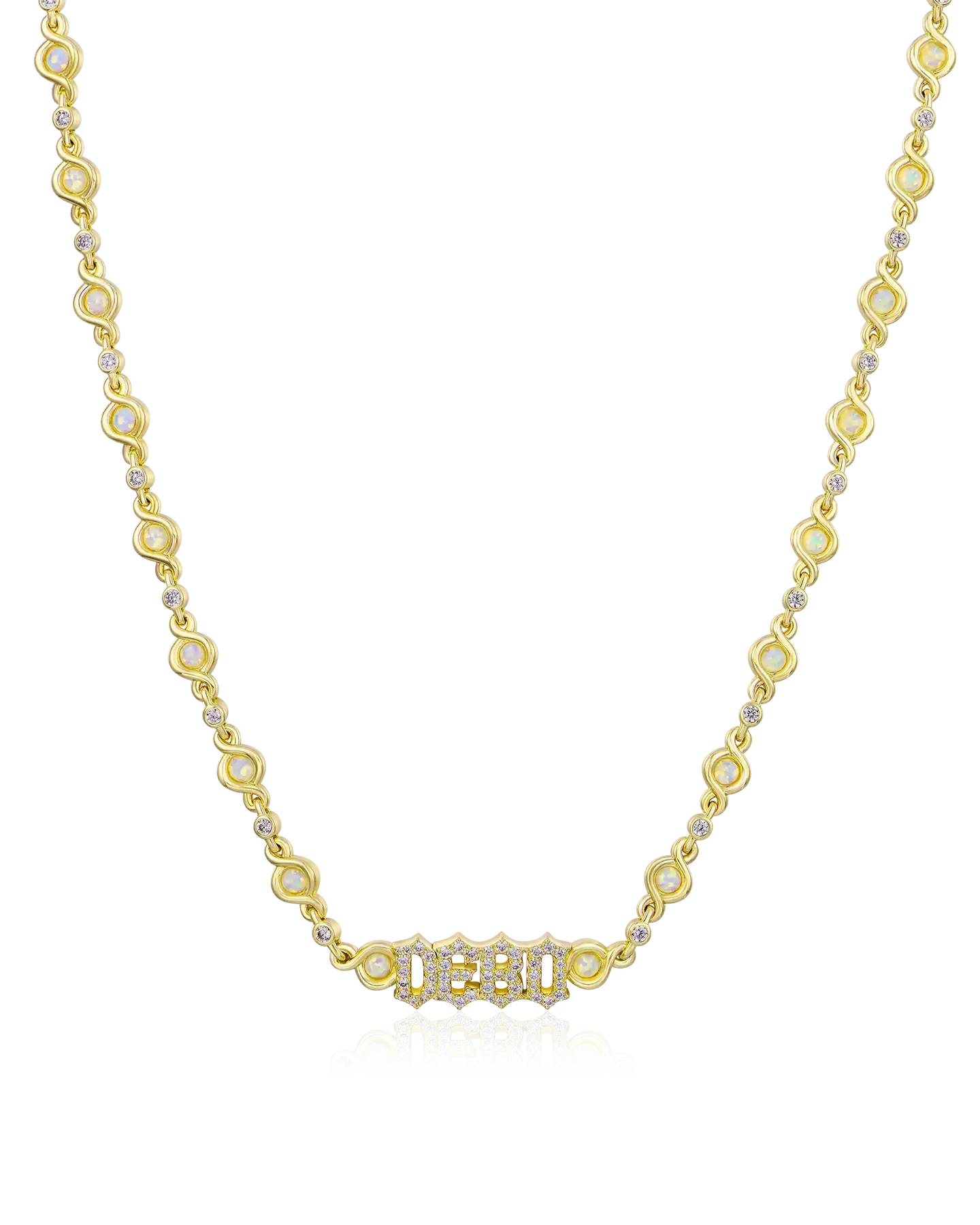 Gothic Font Opal Custom Necklace - 5mm