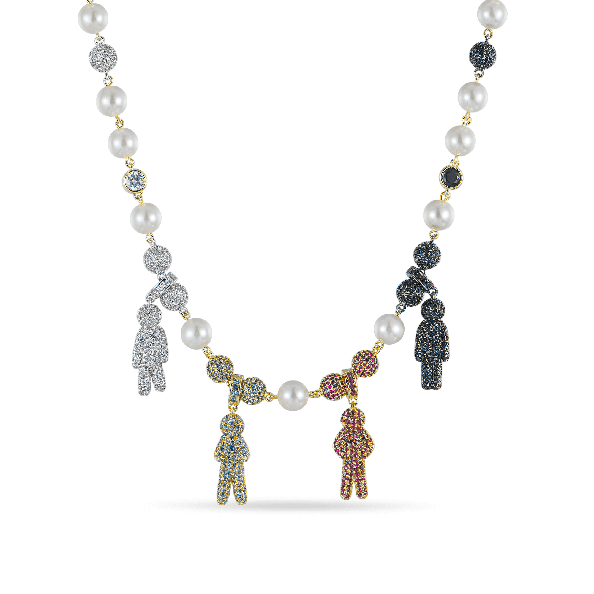 Iced Pearl Green&Black Detachable Custom Chain