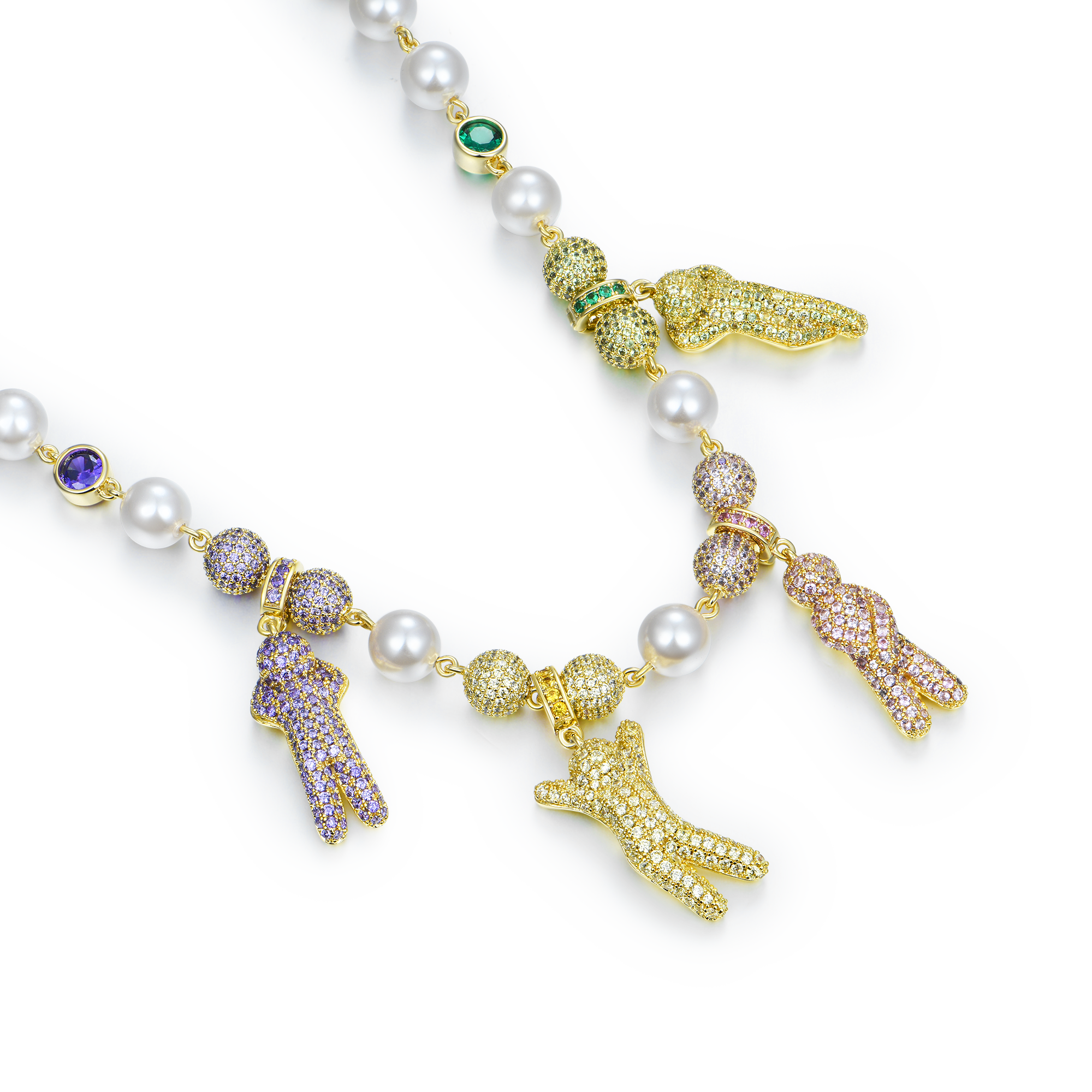 Iced Pearl Green&Black Detachable Custom Chain