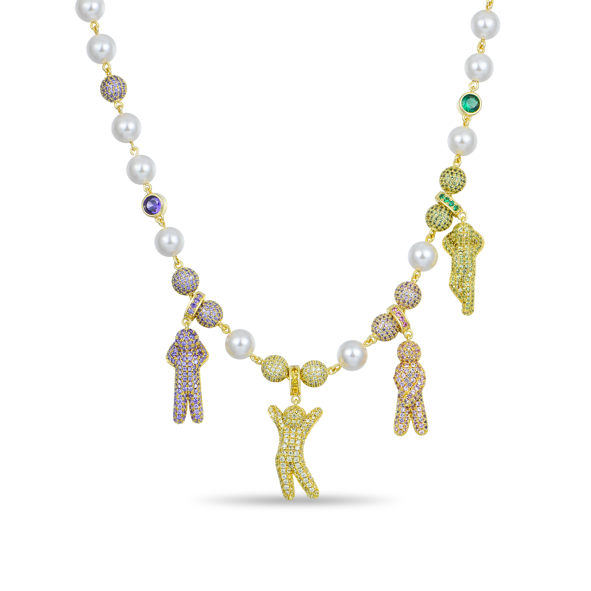 Iced Pearl Green&Black Detachable Custom Chain