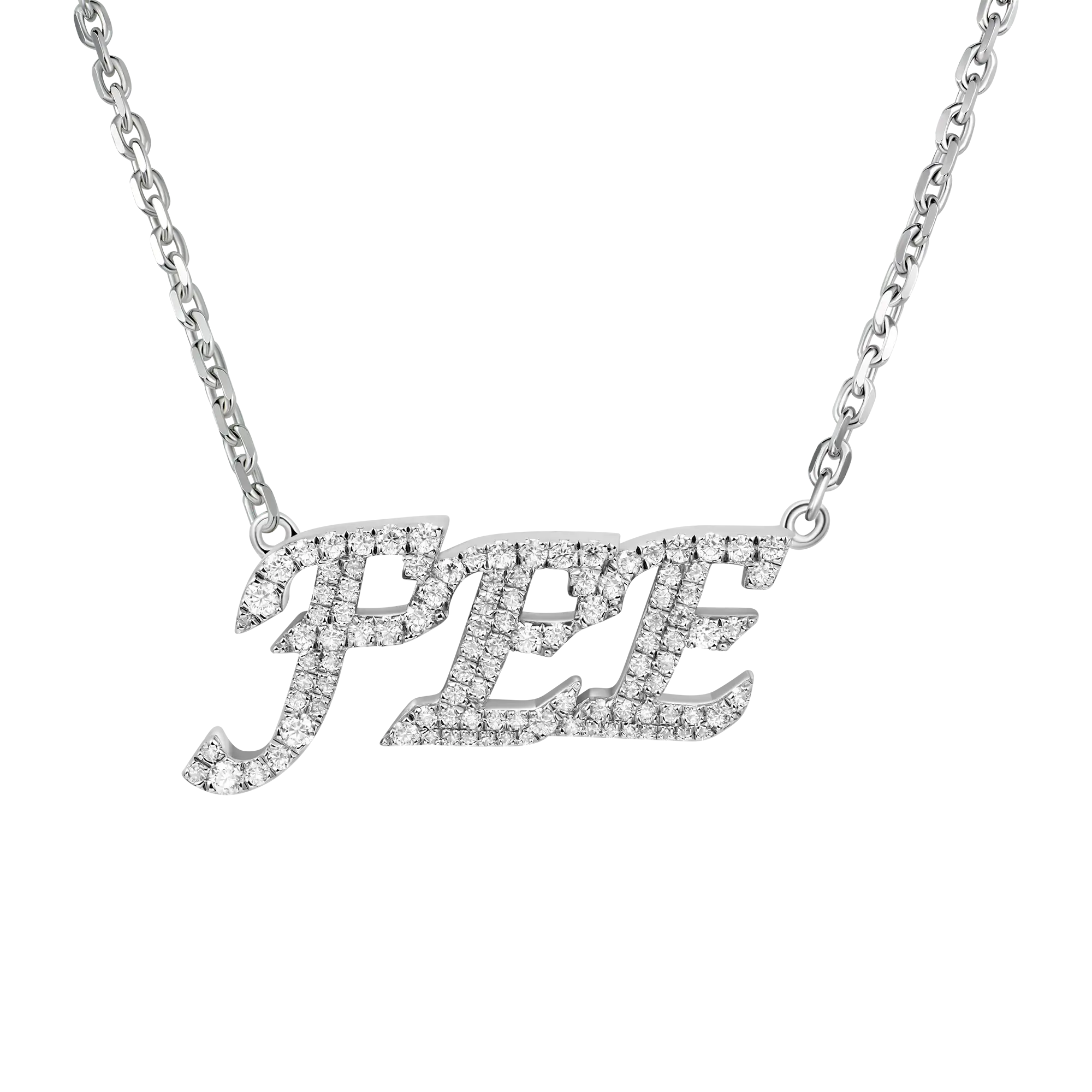 Custom 14k Gold Moissanite Cursive Letter Name Necklace
