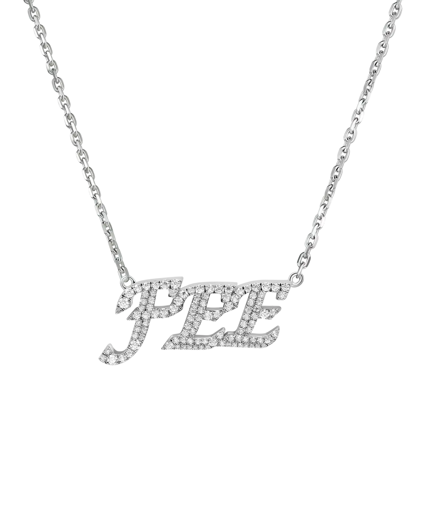 Custom 14k Gold Moissanite Cursive Letter Name Necklace