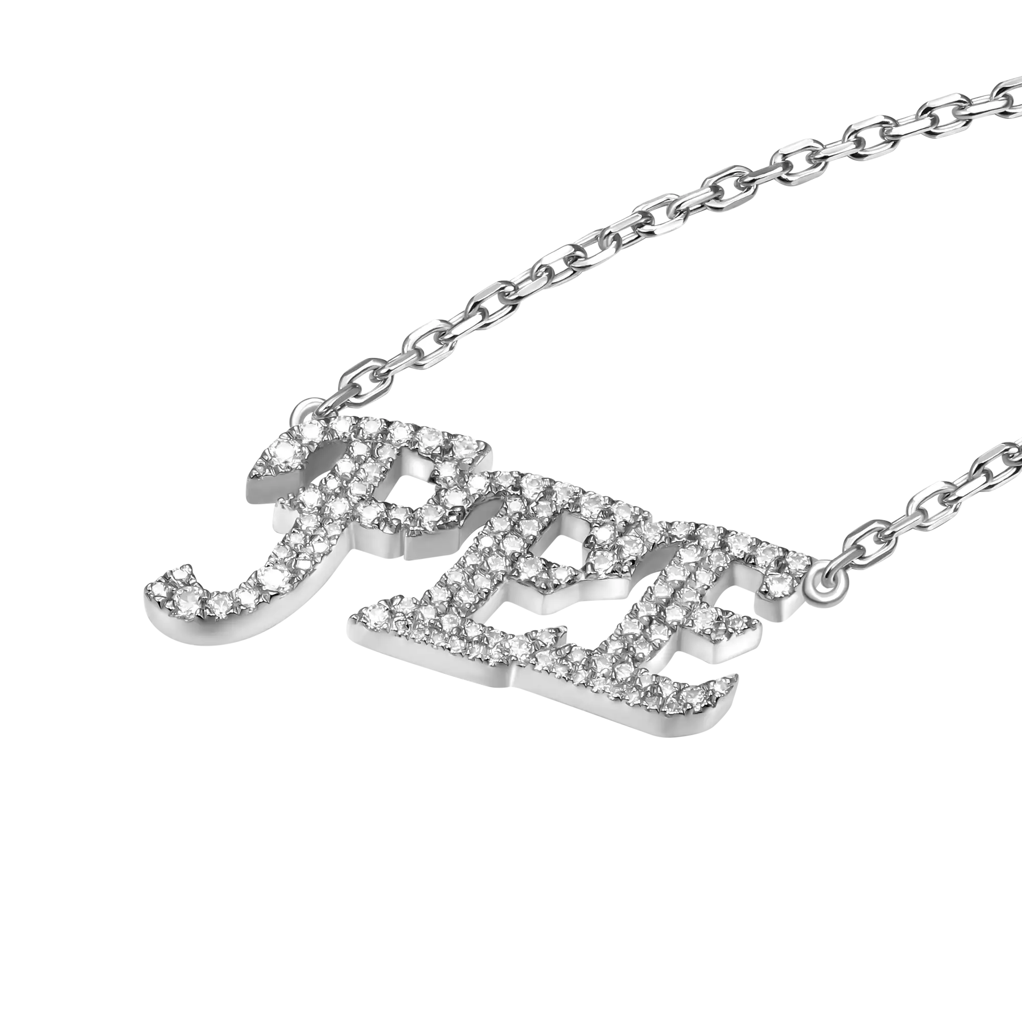 Custom 14k Gold Moissanite Cursive Letter Name Necklace