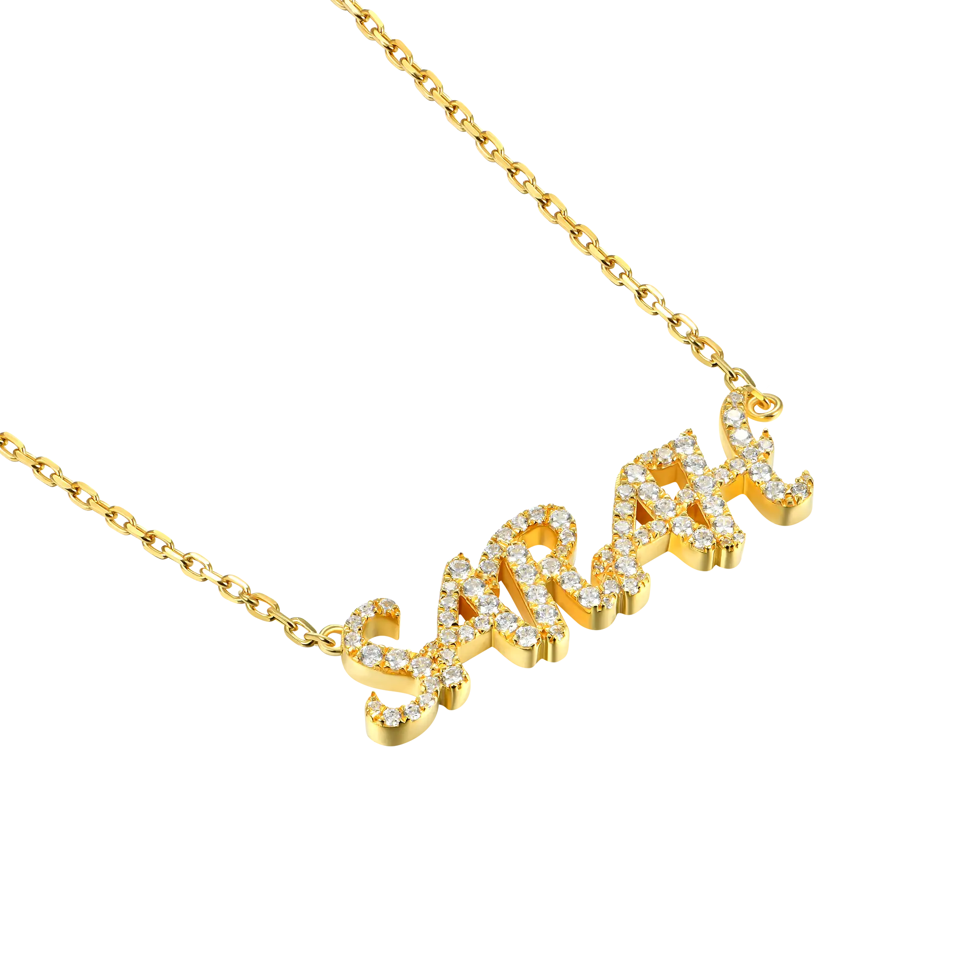 Custom 14k Gold Moissanite Cursive Letter Name Necklace