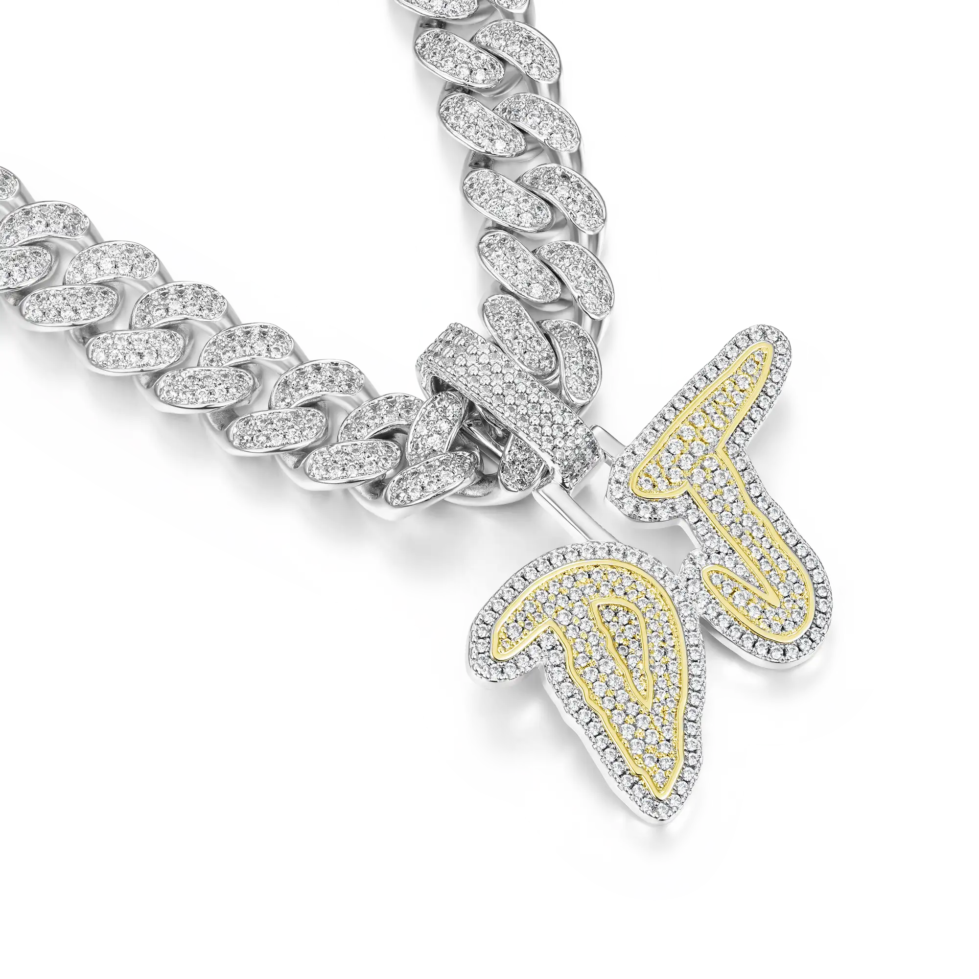 Custom Moissanite Double Layers Coke Boys Gold Font Name Pendant