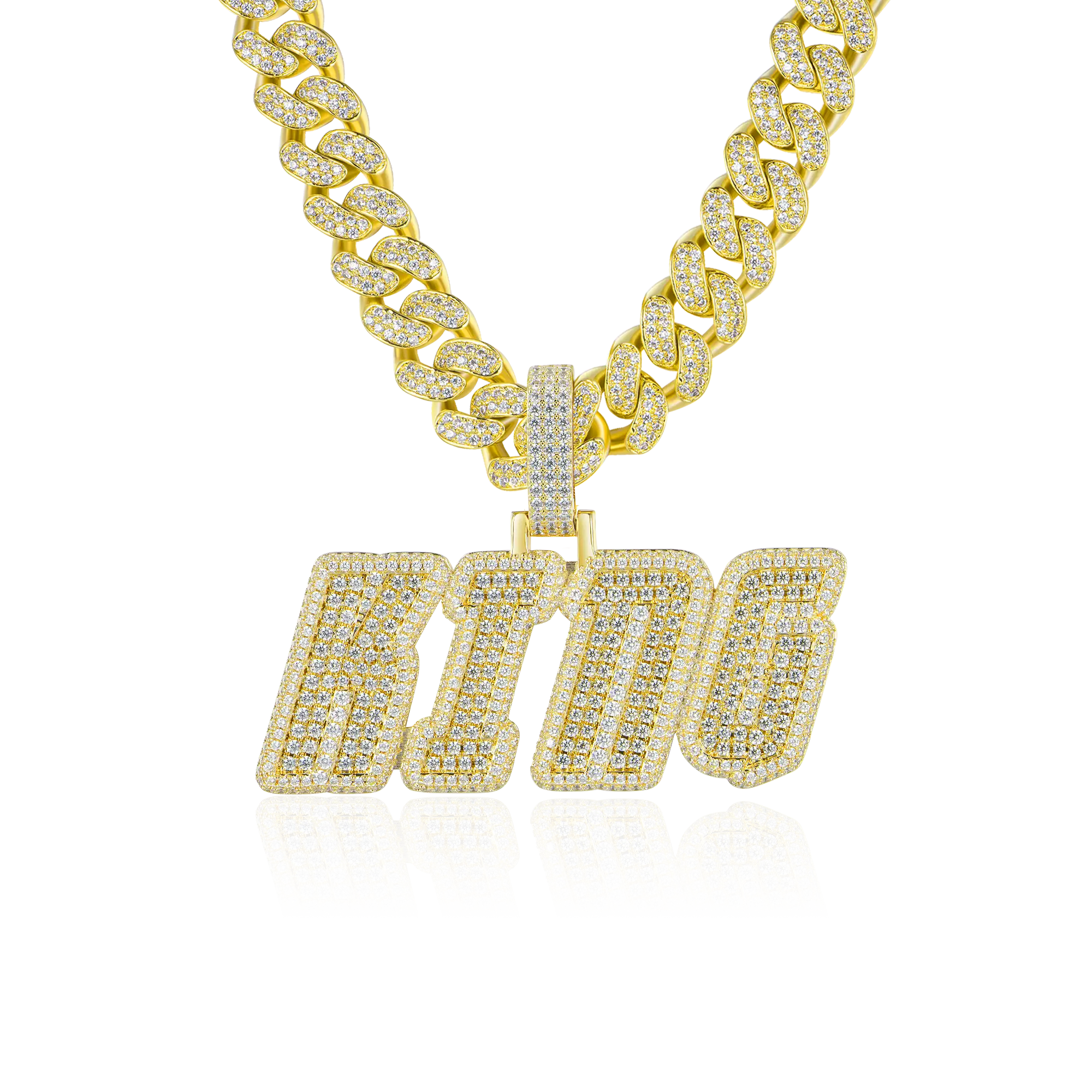 Custom Moissanite University Font Letters Name Pendant Necklace