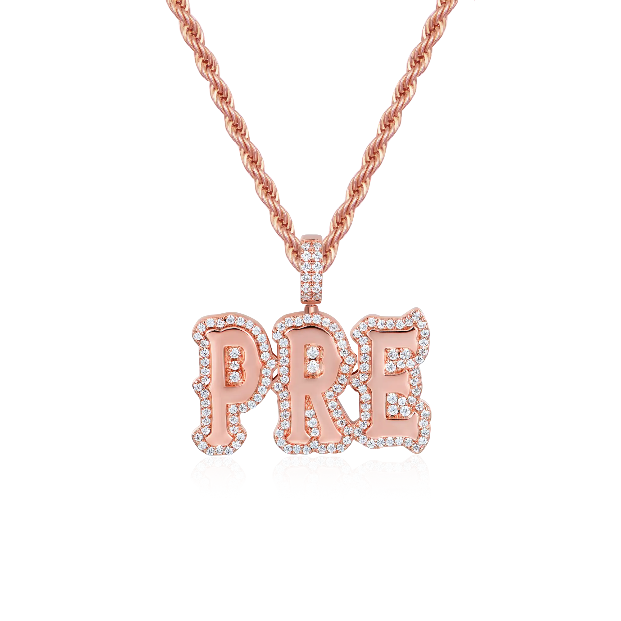 Custom Moissanite Bosox Font Pendant - 15mm Height