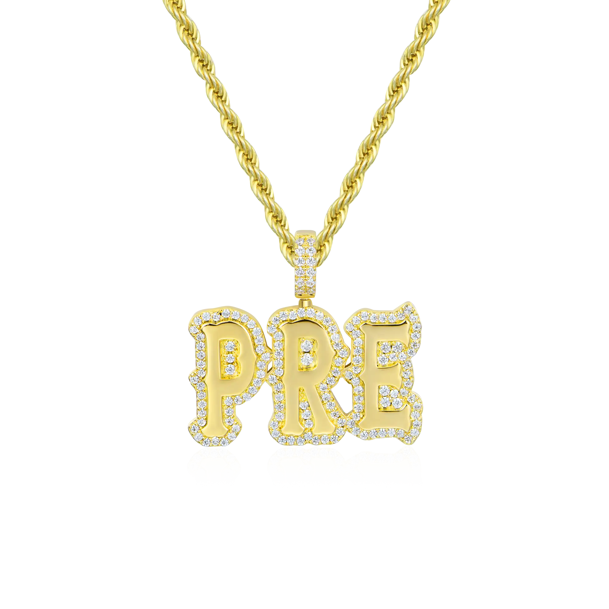 Custom Moissanite Bosox Font Pendant - 15mm Height