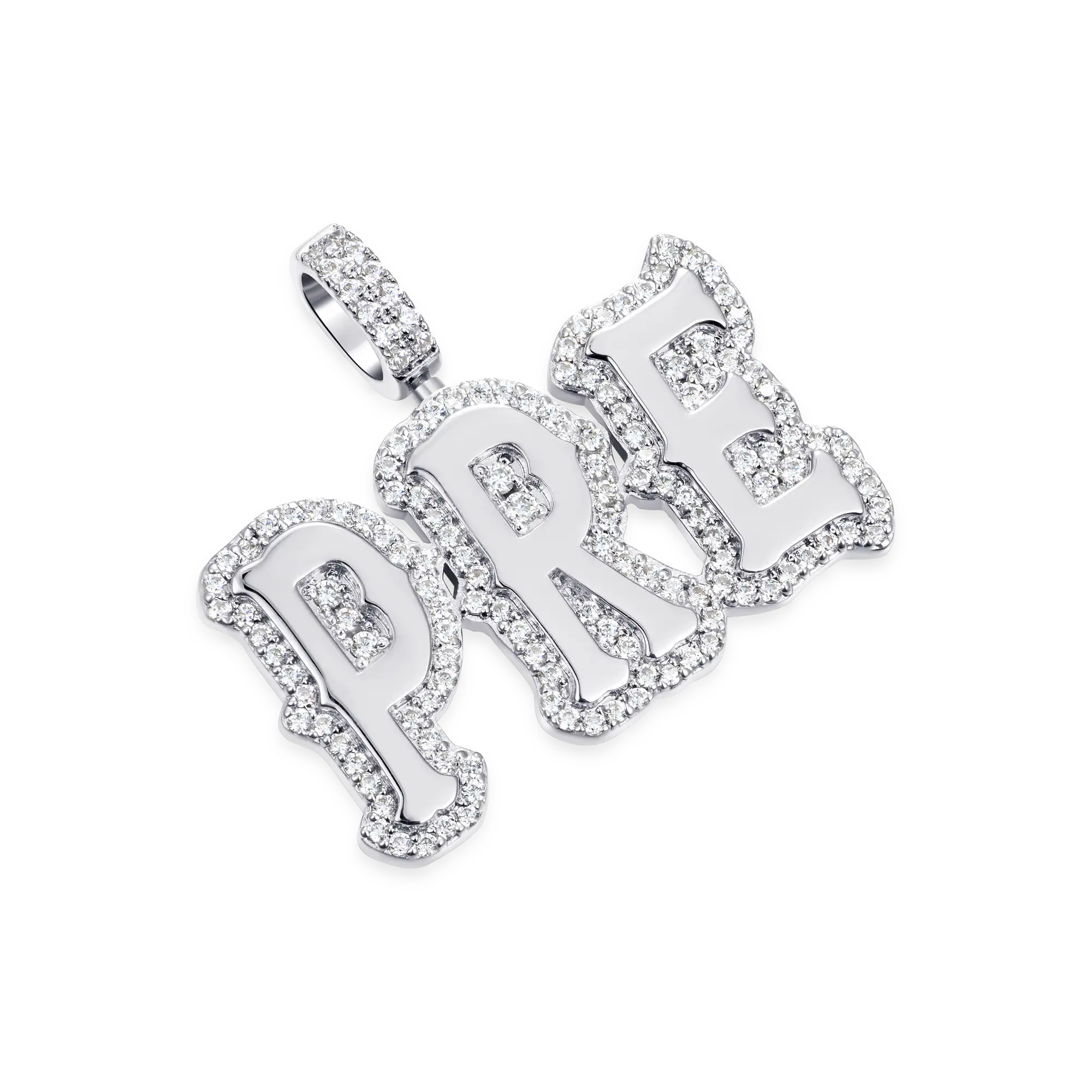 Custom Moissanite Bosox Font Pendant - 15mm Height