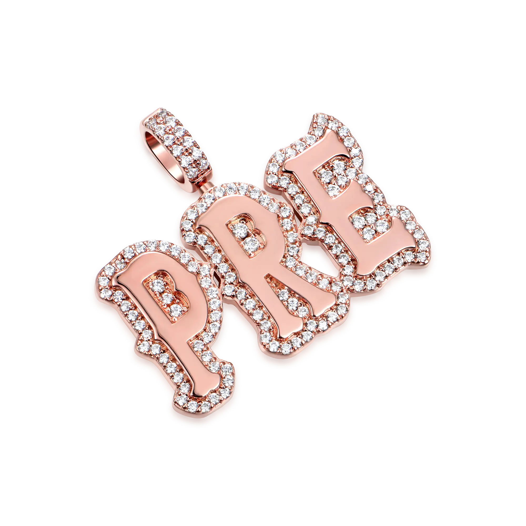 Custom Moissanite Bosox Font Pendant - 15mm Height