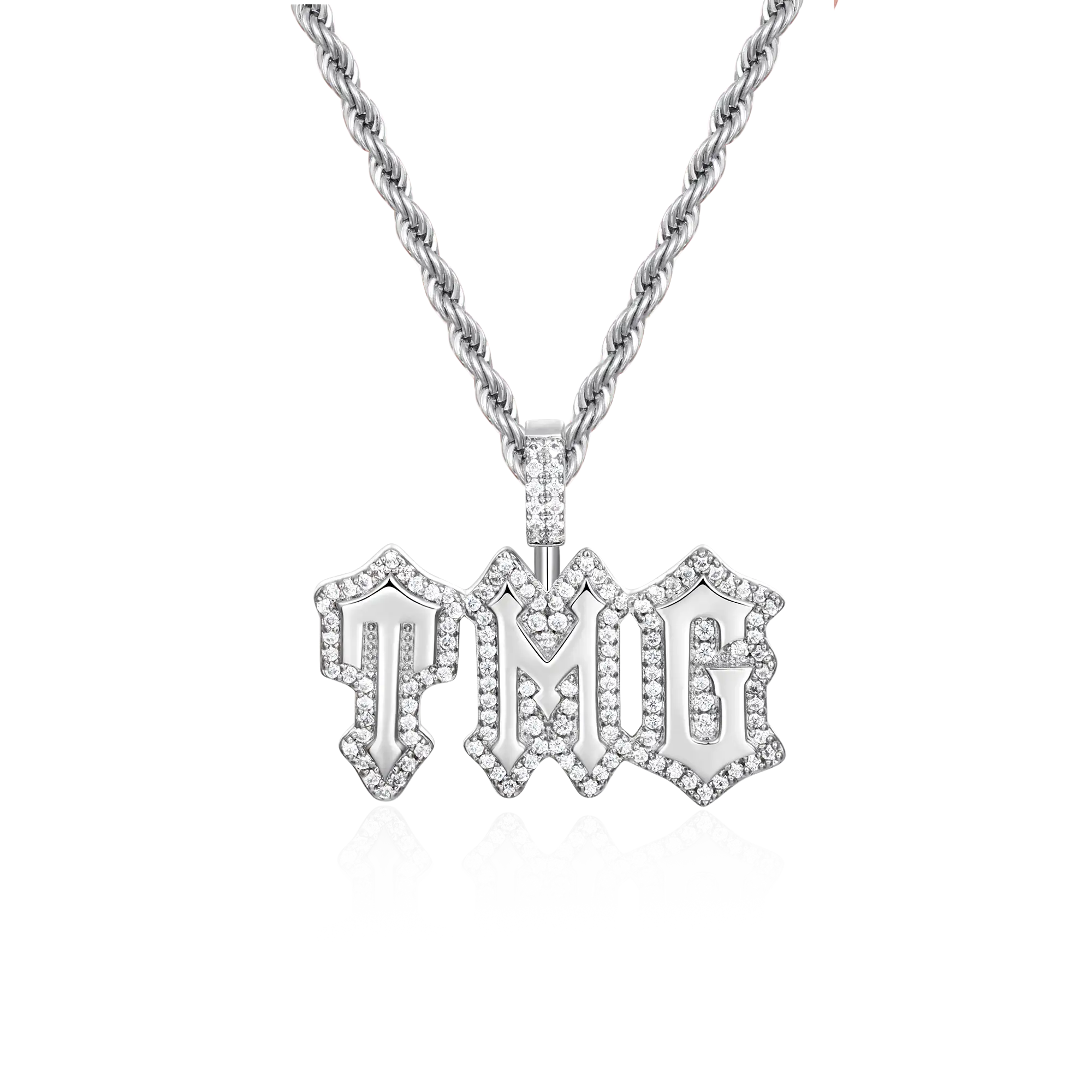 Custom Moissanite Gothic Font Pendant - 15mm Height